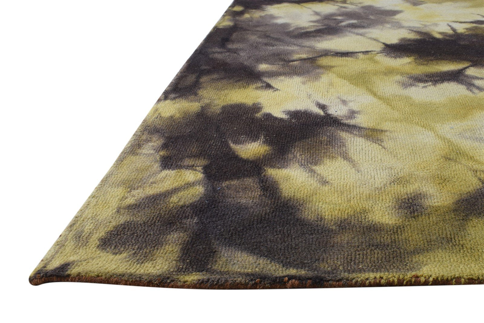 Hand Tufted Gold Wool Rug 5' X 8' Modern Shibori Tie Dye Room Size Carpet 