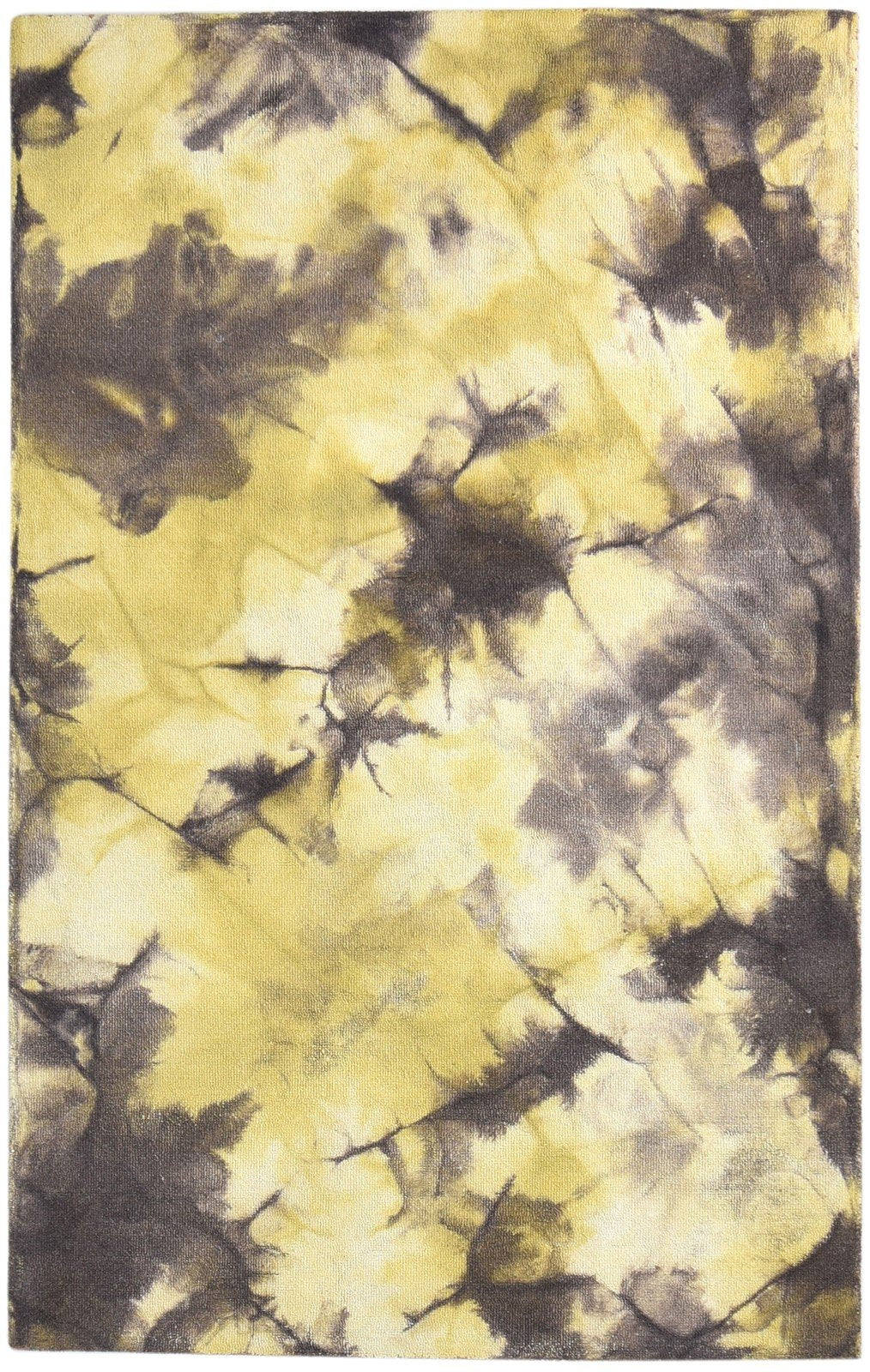 Hand Tufted Gold Wool Rug 5' X 8' Modern Shibori Tie Dye Room Size Carpet 