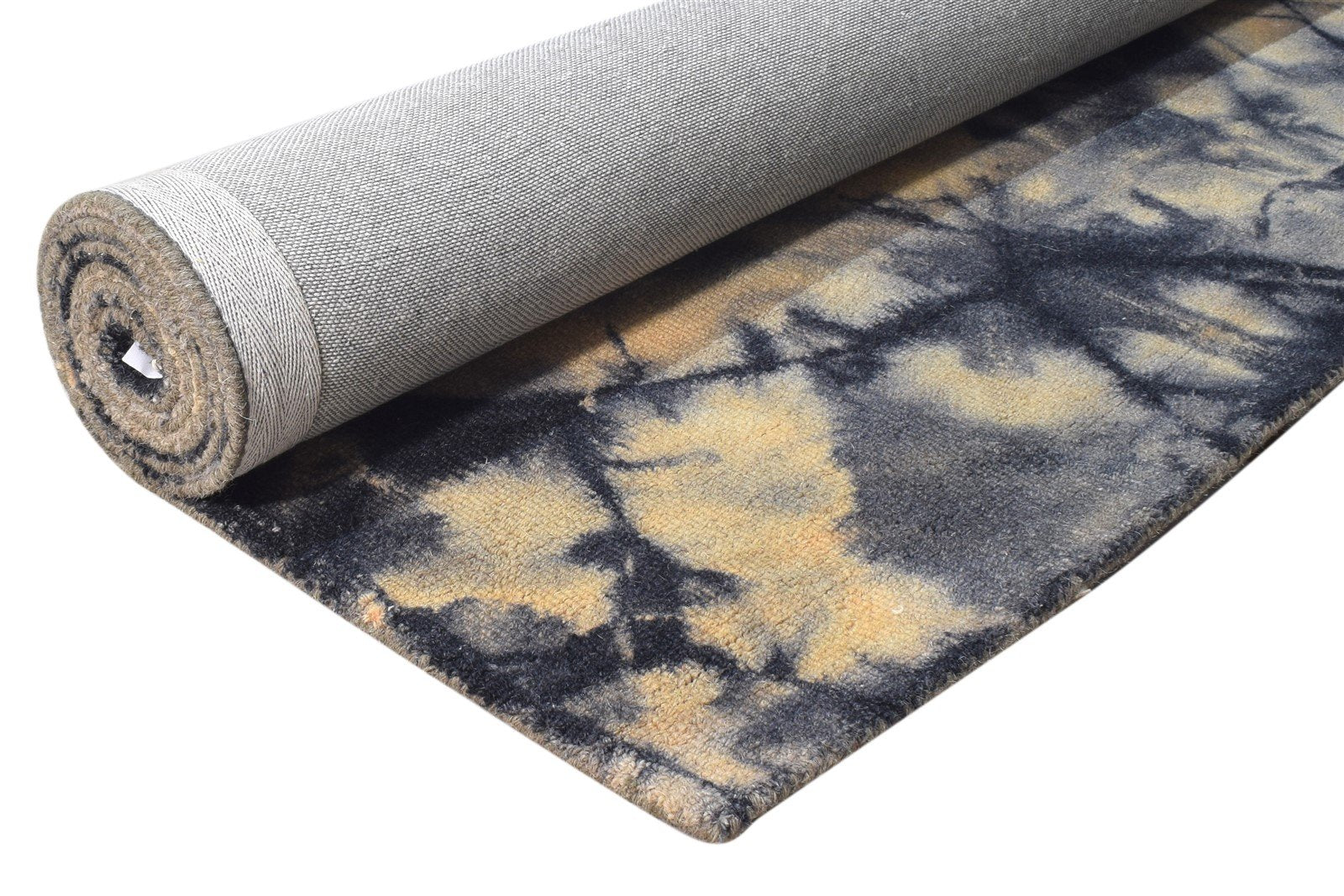 Wool Charcoal Rug 5' X 8' Modern Hand Tufted Shibori Tie Dye Room Size Carpet 