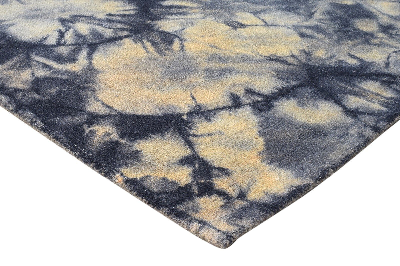 Wool Charcoal Rug 5' X 8' Modern Hand Tufted Shibori Tie Dye Room Size Carpet 