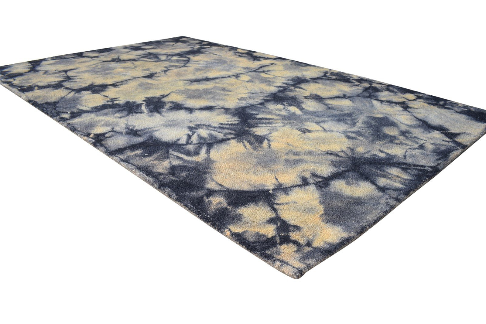 Wool Charcoal Rug 5' X 8' Modern Hand Tufted Shibori Tie Dye Room Size Carpet 