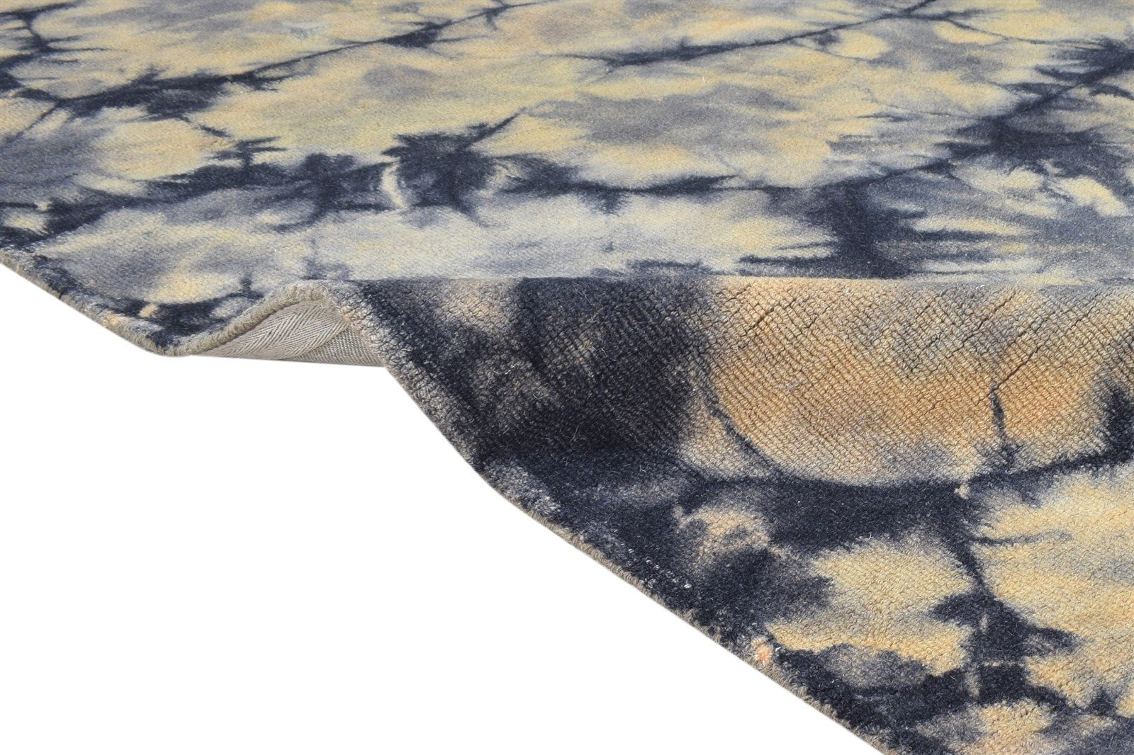 Wool Charcoal Rug 5' X 8' Modern Hand Tufted Shibori Tie Dye Room Size Carpet 