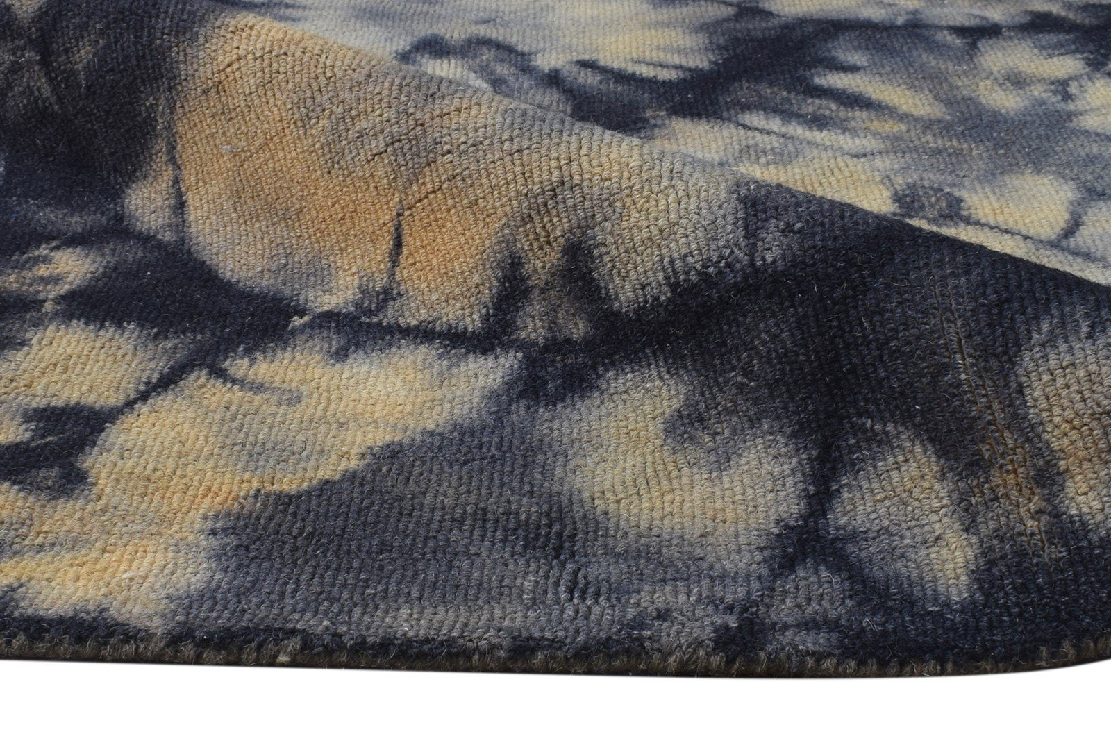 Wool Charcoal Rug 5' X 8' Modern Hand Tufted Shibori Tie Dye Room Size Carpet 