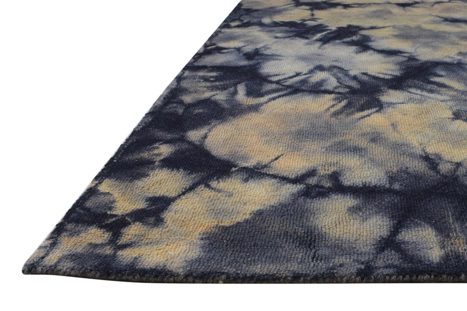 Wool Charcoal Rug 5' X 8' Modern Hand Tufted Shibori Tie Dye Room Size Carpet 