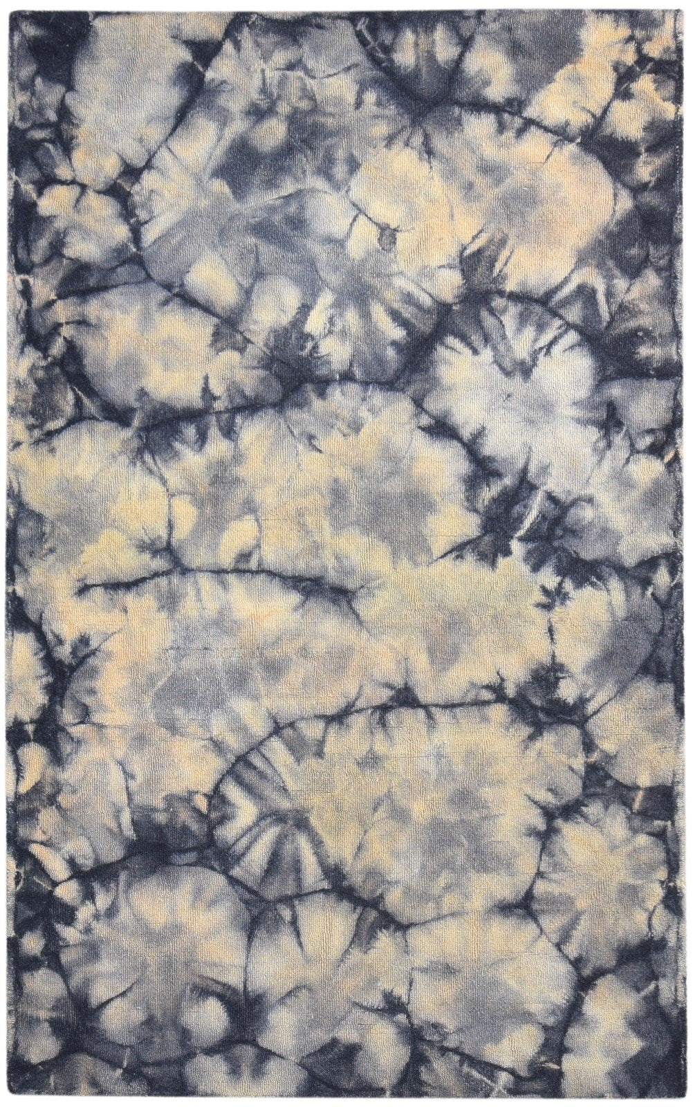 Wool Charcoal Rug 5' X 8' Modern Hand Tufted Shibori Tie Dye Room Size Carpet 