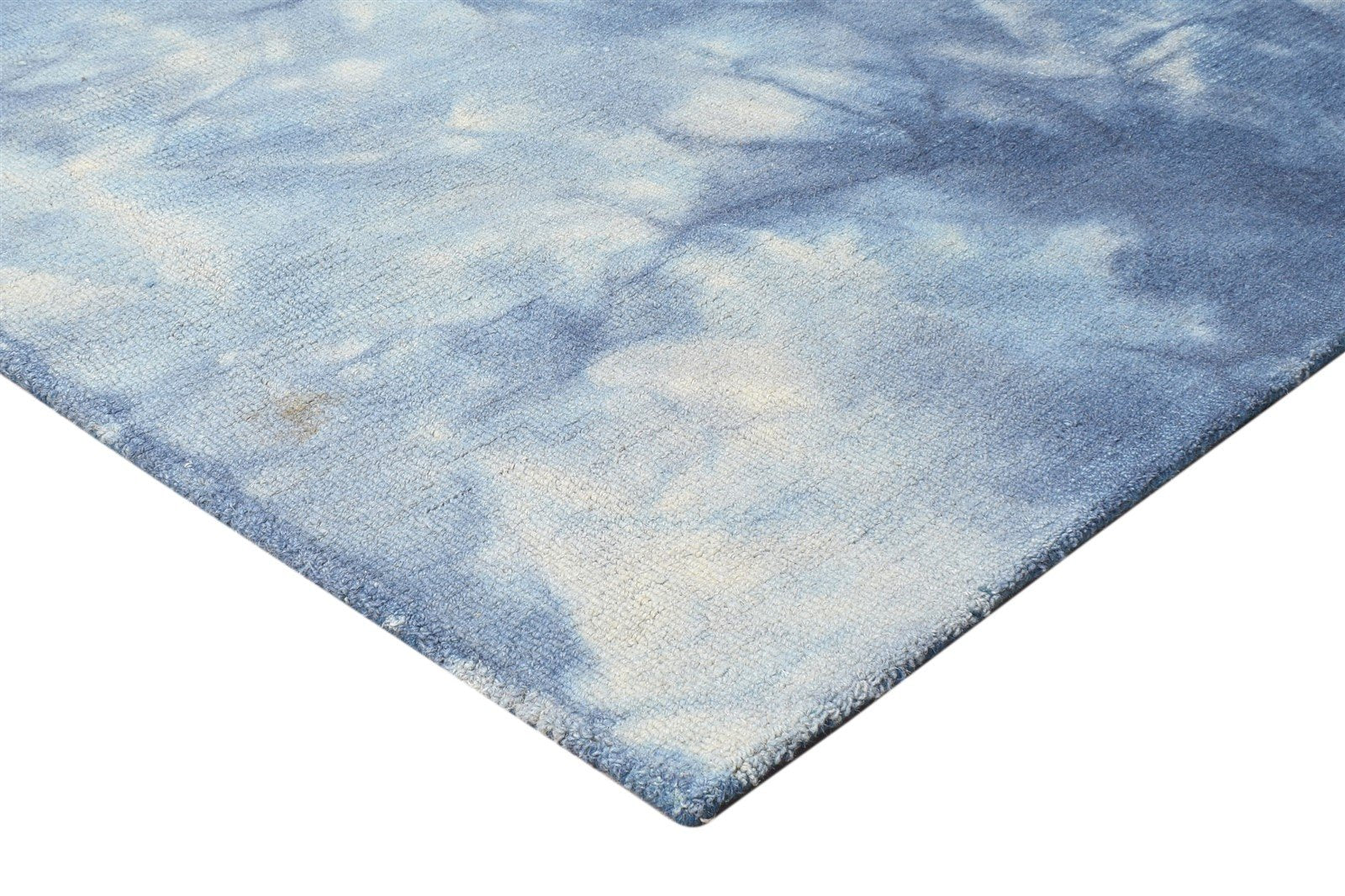 5' X 8' Rug Wool Blue Modern Hand Tufted Shibori Tie Dye Room Size Carpet 