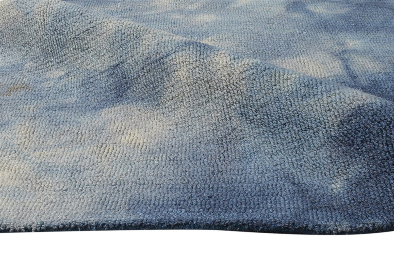 5' X 8' Rug Wool Blue Modern Hand Tufted Shibori Tie Dye Room Size Carpet 