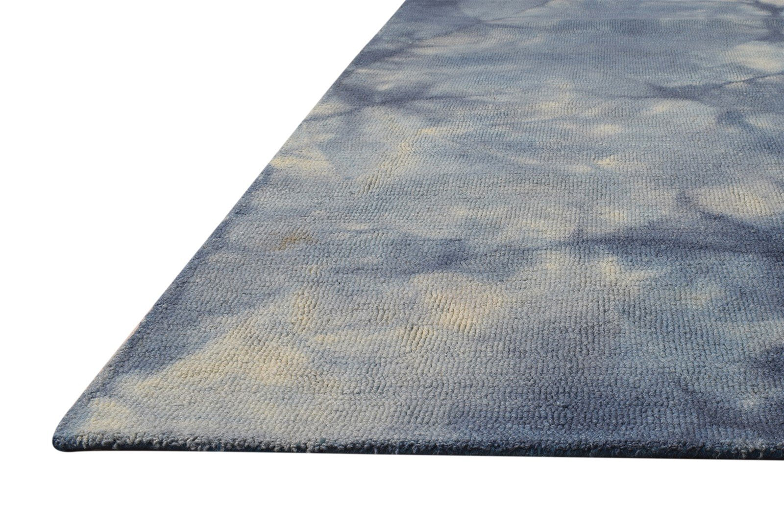 5' X 8' Rug Wool Blue Modern Hand Tufted Shibori Tie Dye Room Size Carpet 