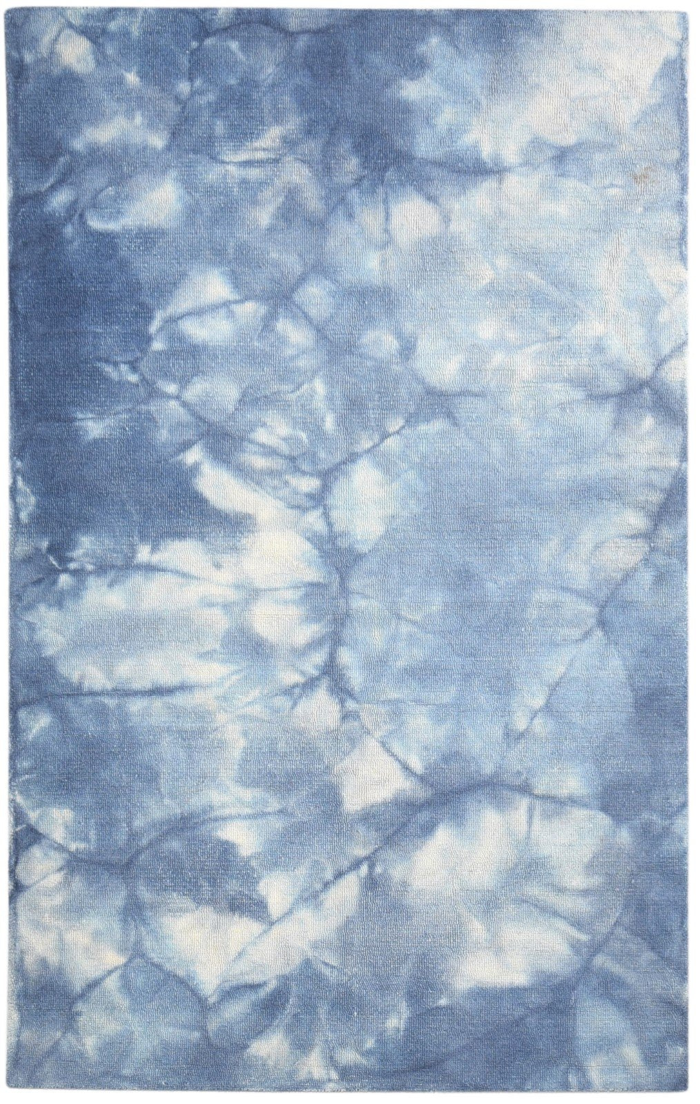 5' X 8' Rug Wool Blue Modern Hand Tufted Shibori Tie Dye Room Size Carpet 