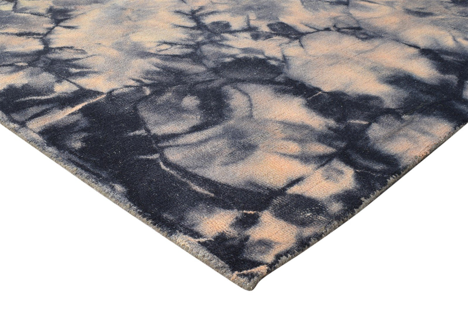 Wool Beige Rug 5' X 8' Modern Hand Tufted Shibori Tie Dye Room Size Carpet 