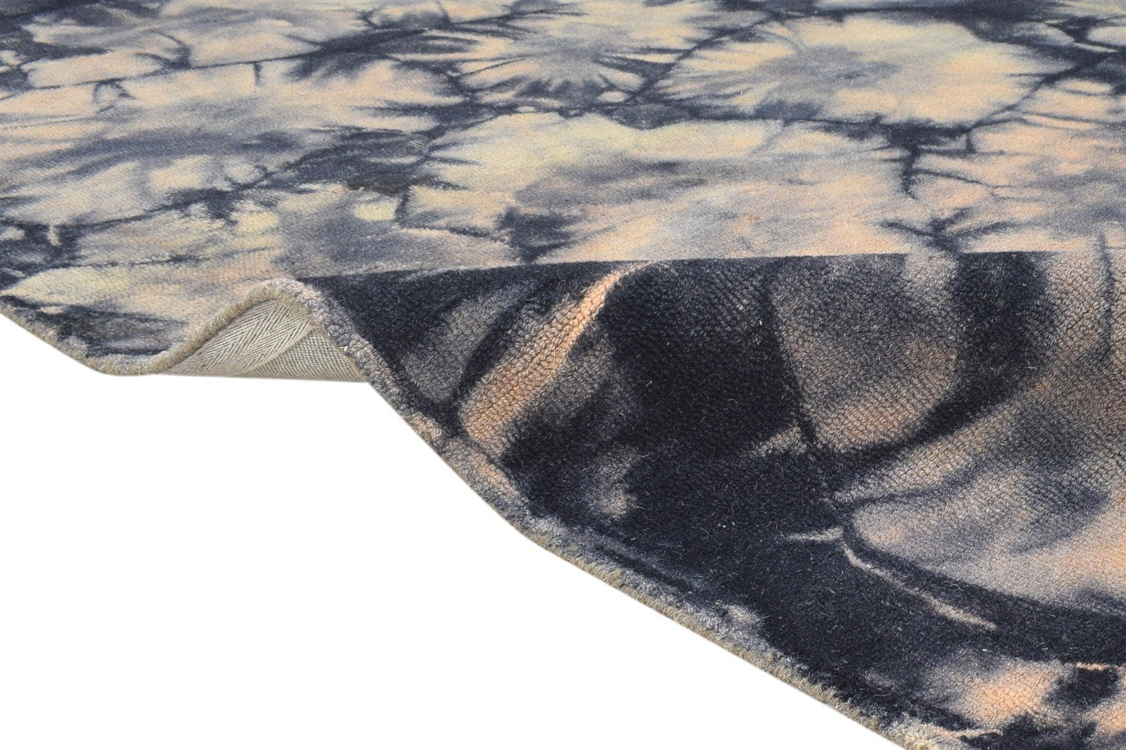 Wool Beige Rug 5' X 8' Modern Hand Tufted Shibori Tie Dye Room Size Carpet 