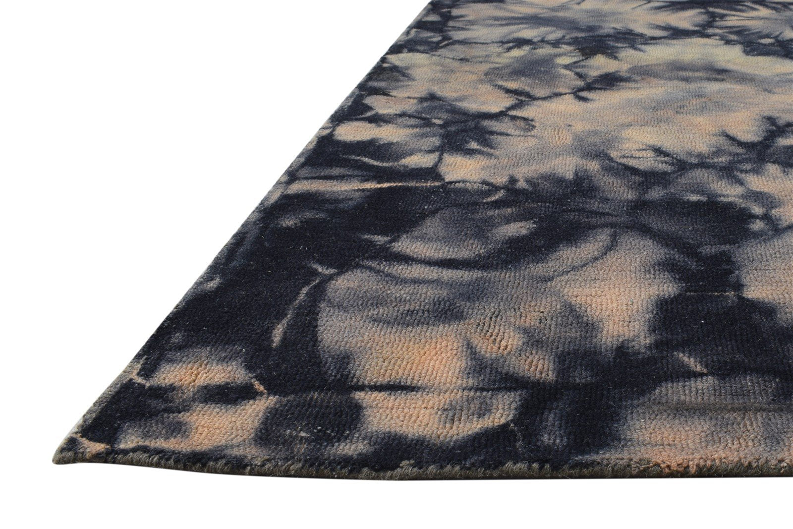 Wool Beige Rug 5' X 8' Modern Hand Tufted Shibori Tie Dye Room Size Carpet 