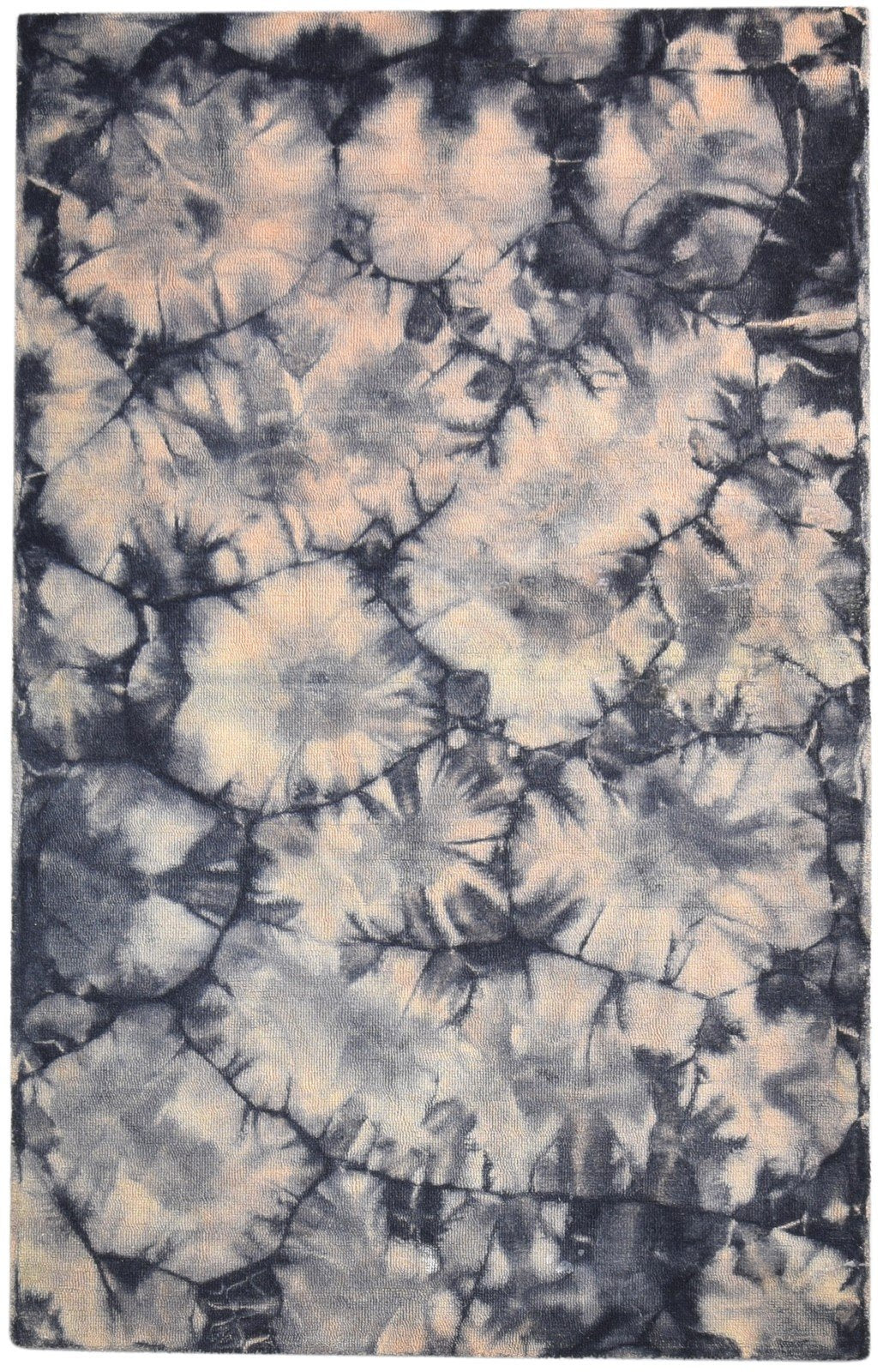 Wool Beige Rug 5' X 8' Modern Hand Tufted Shibori Tie Dye Room Size Carpet 