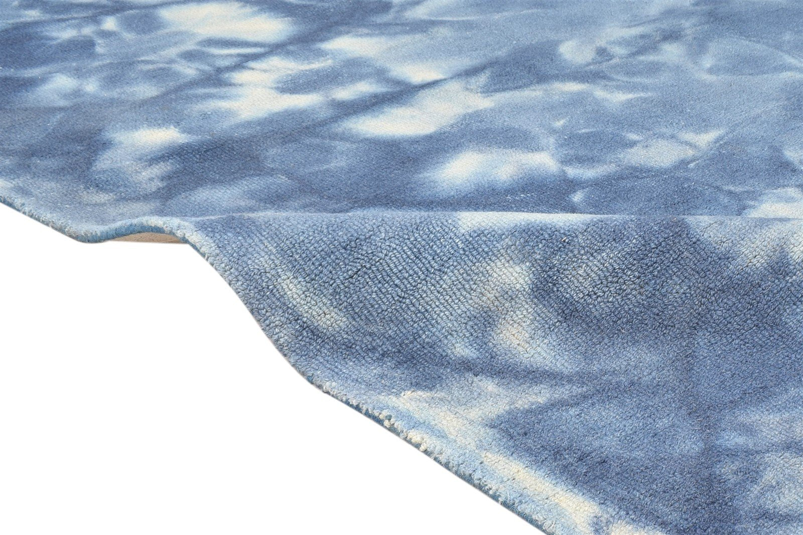 5' X 8' Rug Wool Blue Modern Hand Tufted Shibori Tie Dye Room Size Carpet 