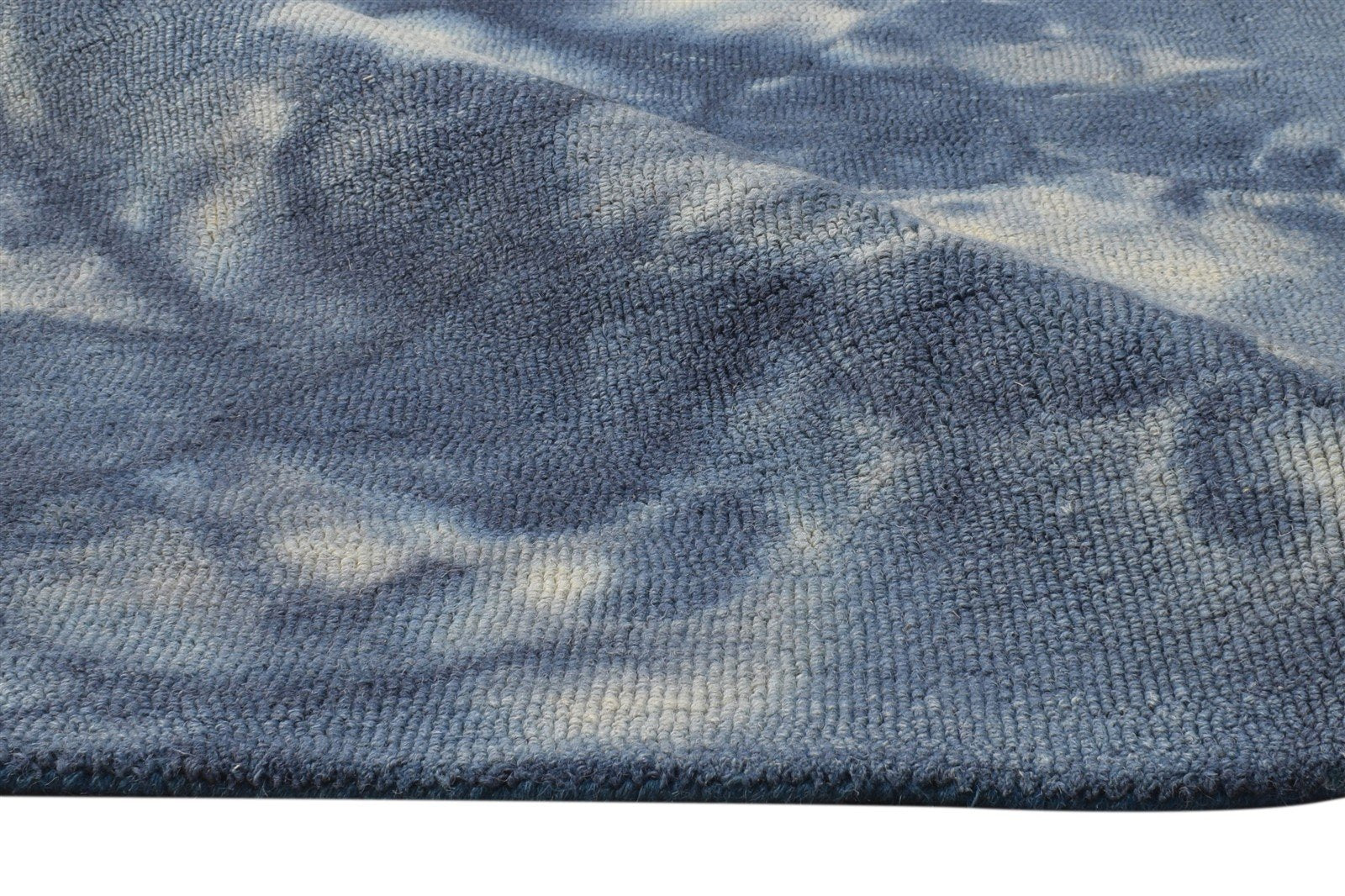 5' X 8' Rug Wool Blue Modern Hand Tufted Shibori Tie Dye Room Size Carpet 