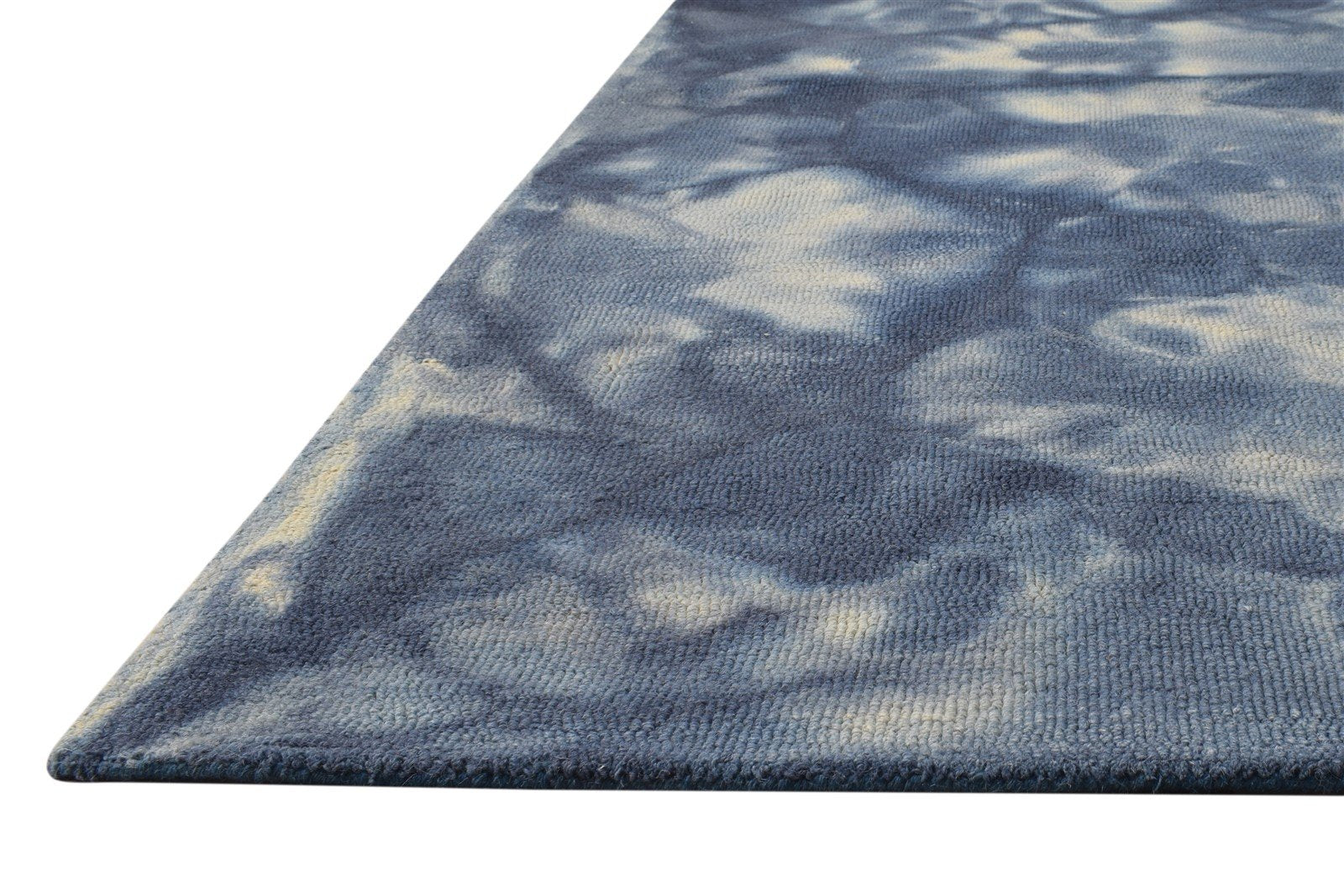 5' X 8' Rug Wool Blue Modern Hand Tufted Shibori Tie Dye Room Size Carpet 