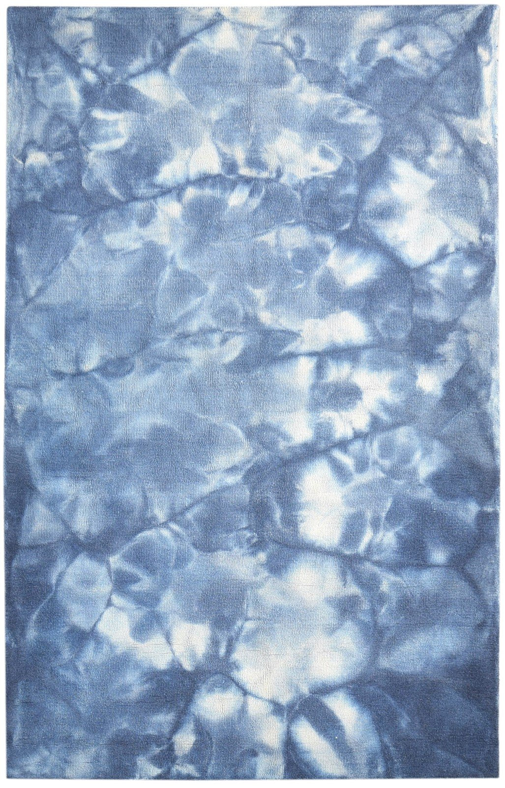 5' X 8' Rug Wool Blue Modern Hand Tufted Shibori Tie Dye Room Size Carpet 