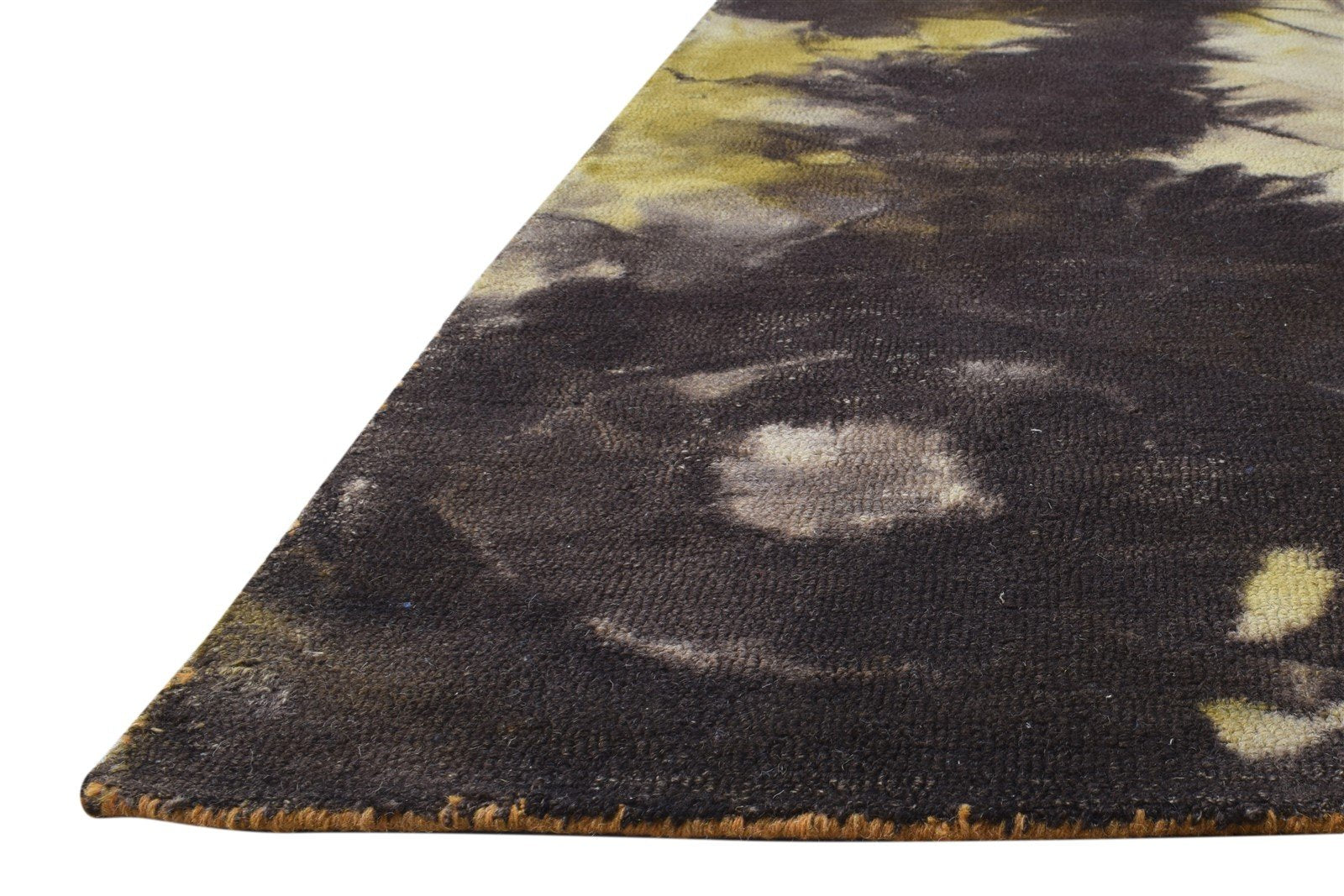 Hand Tufted Gold Wool Rug 5' X 8' Modern Shibori Tie Dye Room Size Carpet 