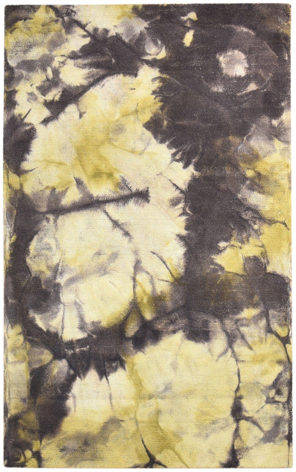 Hand Tufted Gold Wool Rug 5' X 8' Modern Shibori Tie Dye Room Size Carpet 