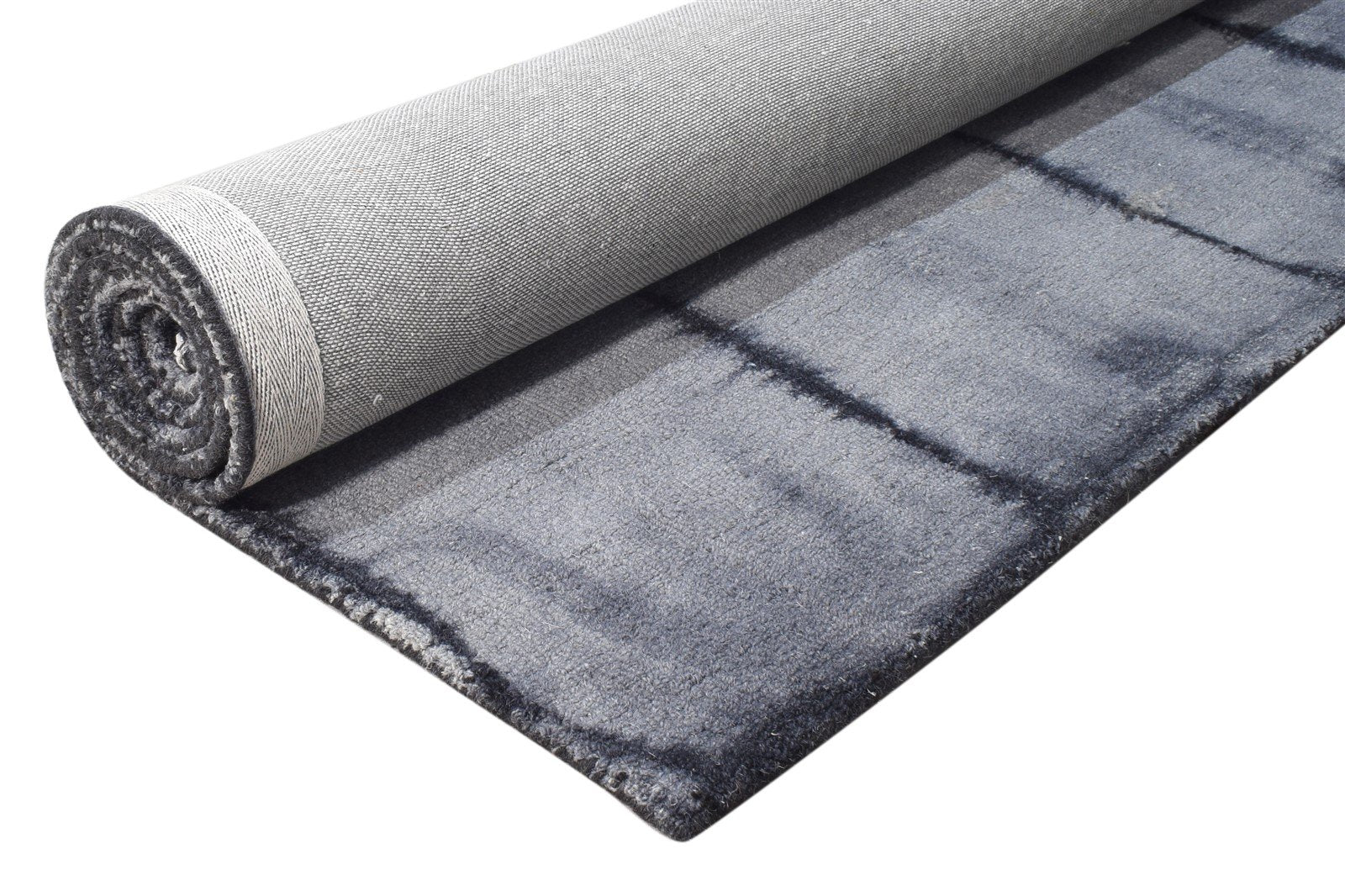 Wool Grey Rug 5' X 8' Modern Hand Tufted Shibori Tie Dye Room Size Carpet 