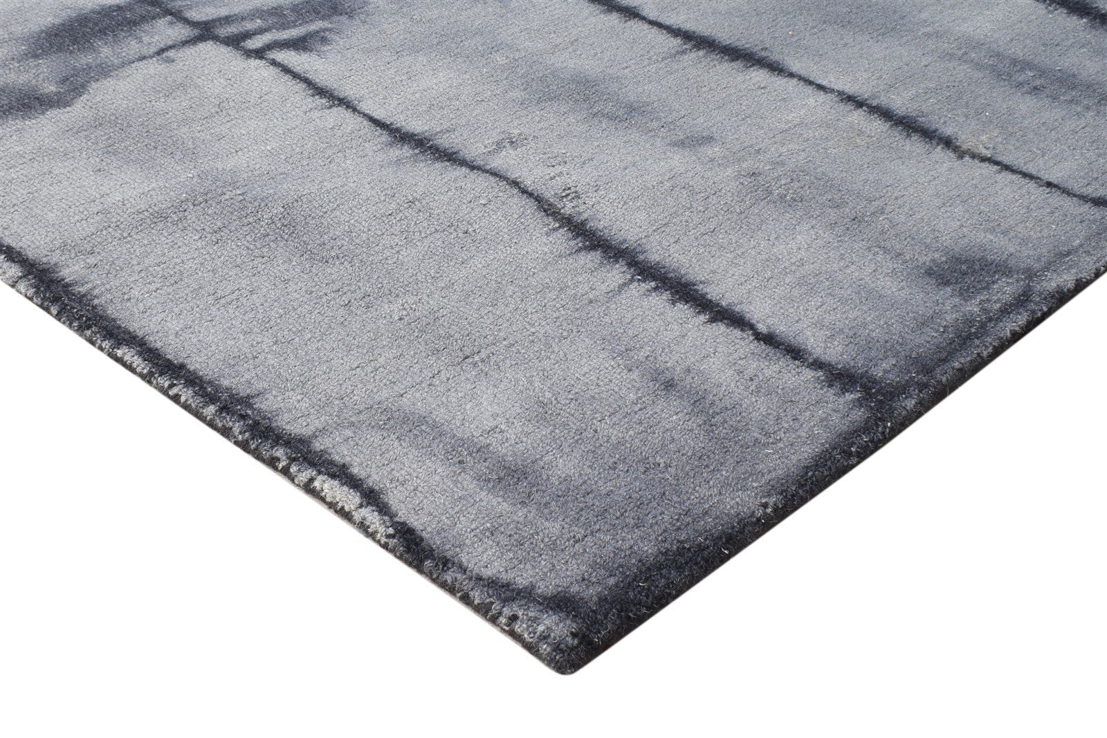 Wool Grey Rug 5' X 8' Modern Hand Tufted Shibori Tie Dye Room Size Carpet 