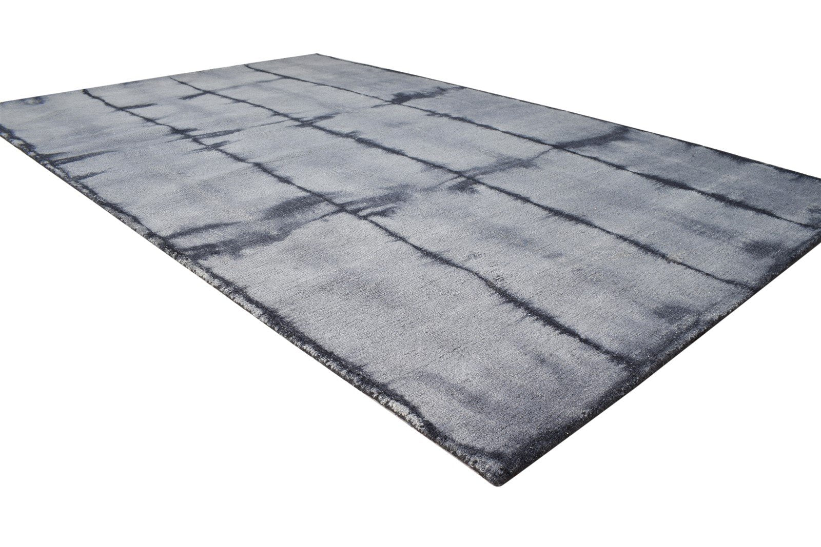 Wool Grey Rug 5' X 8' Modern Hand Tufted Shibori Tie Dye Room Size Carpet 