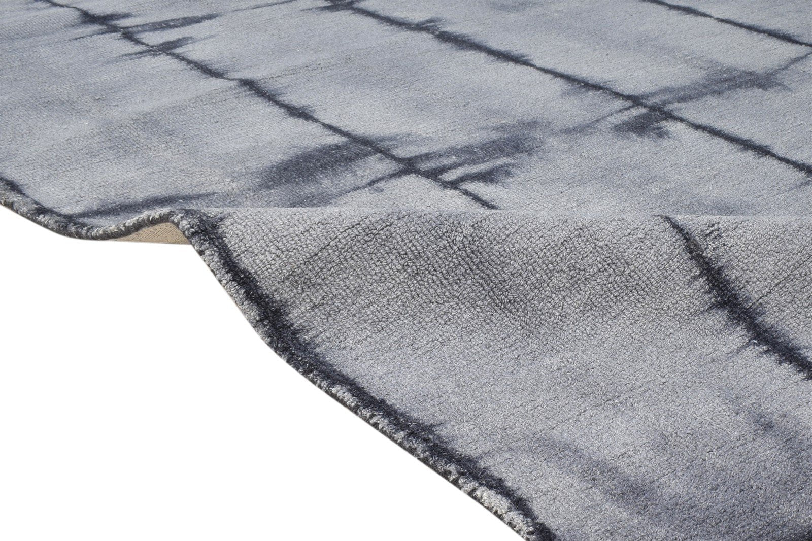 Wool Grey Rug 5' X 8' Modern Hand Tufted Shibori Tie Dye Room Size Carpet 