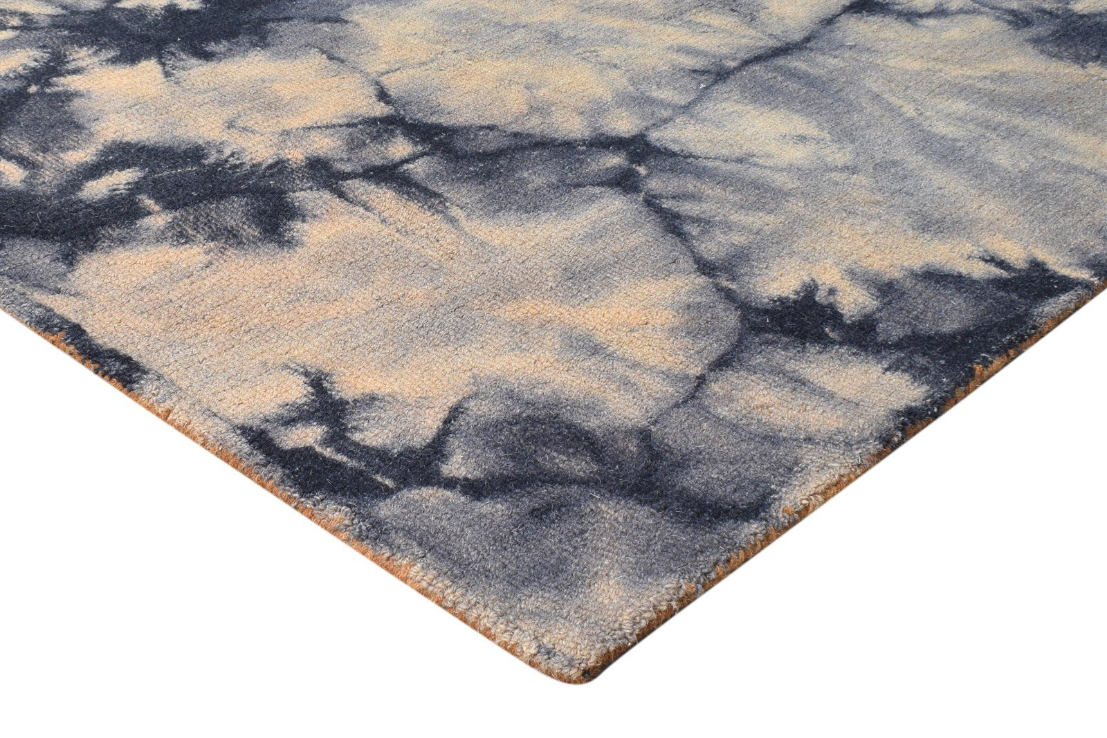 5' X 8' Rug Wool Grey Modern Hand Tufted Shibori Tie Dye Room Size Carpet 