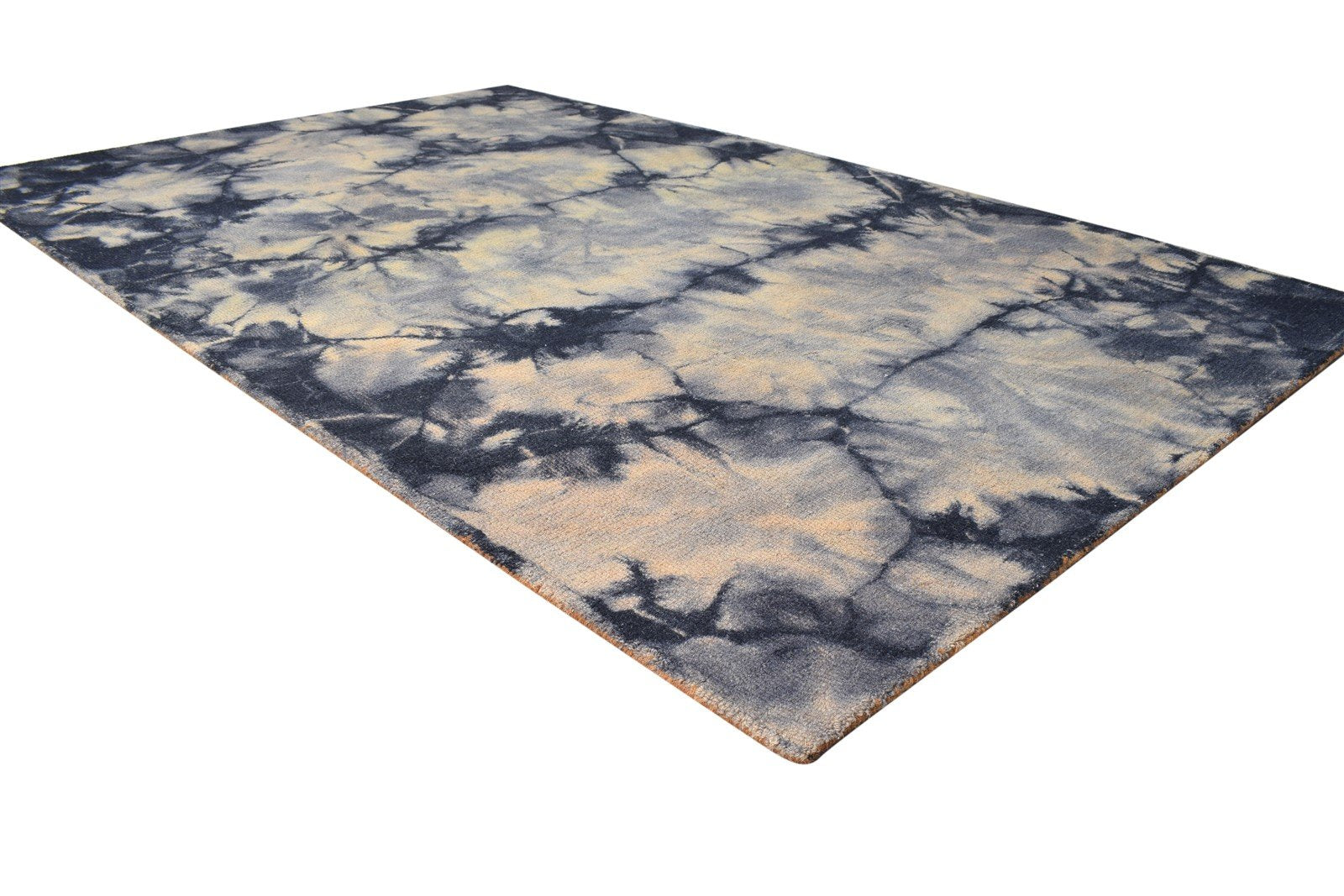 5' X 8' Rug Wool Grey Modern Hand Tufted Shibori Tie Dye Room Size Carpet 