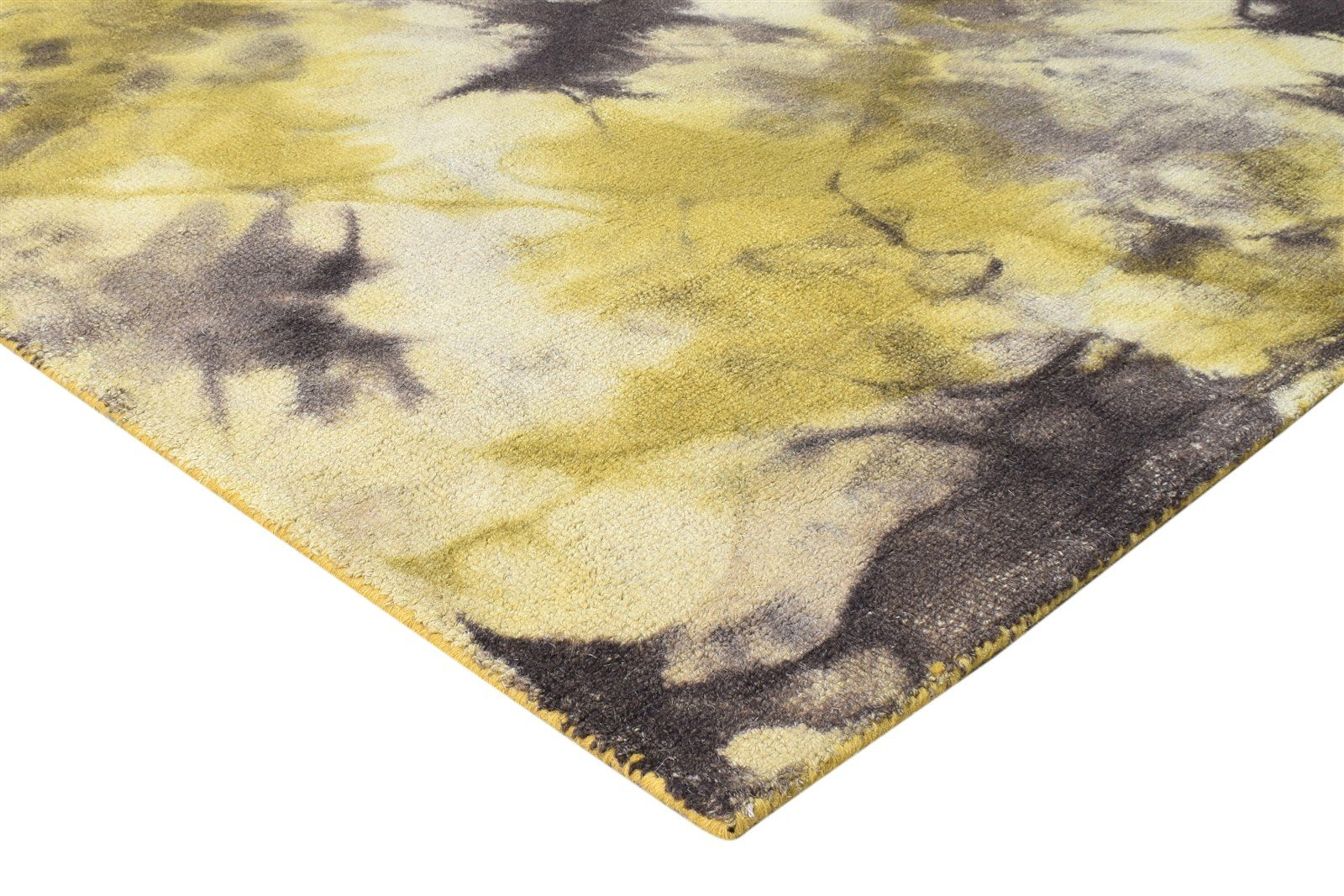 Hand Tufted Gold Wool Rug 5' X 8' Modern Shibori Tie Dye Room Size Carpet 