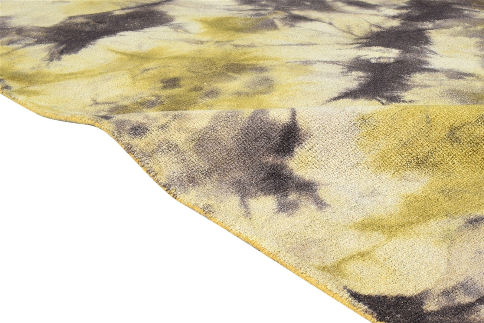 Hand Tufted Gold Wool Rug 5' X 8' Modern Shibori Tie Dye Room Size Carpet 