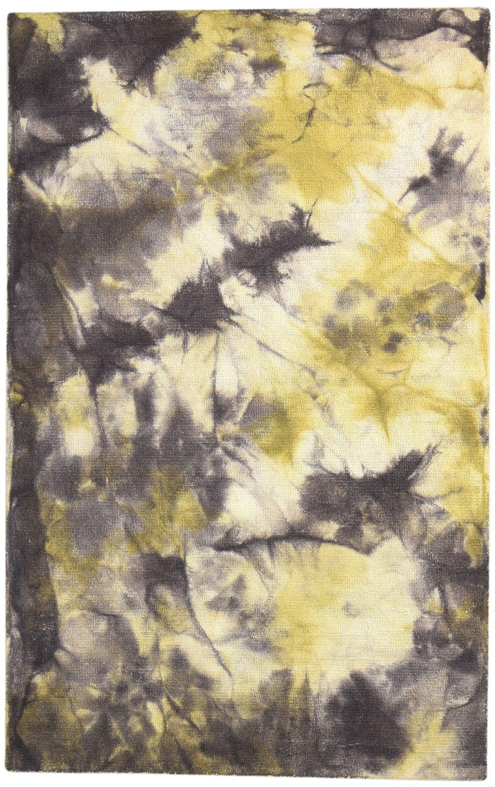 Hand Tufted Gold Wool Rug 5' X 8' Modern Shibori Tie Dye Room Size Carpet 