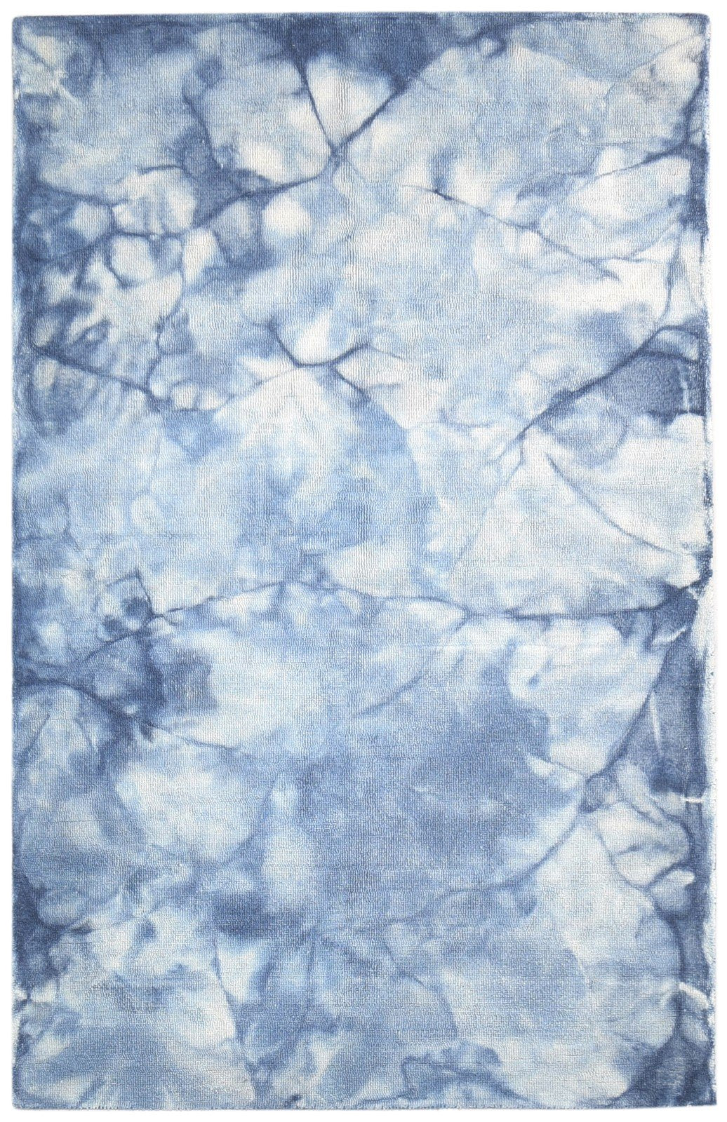 Wool Blue Rug 5' X 8' Modern Hand Tufted Shibori Tie Dye Room Size Carpet 