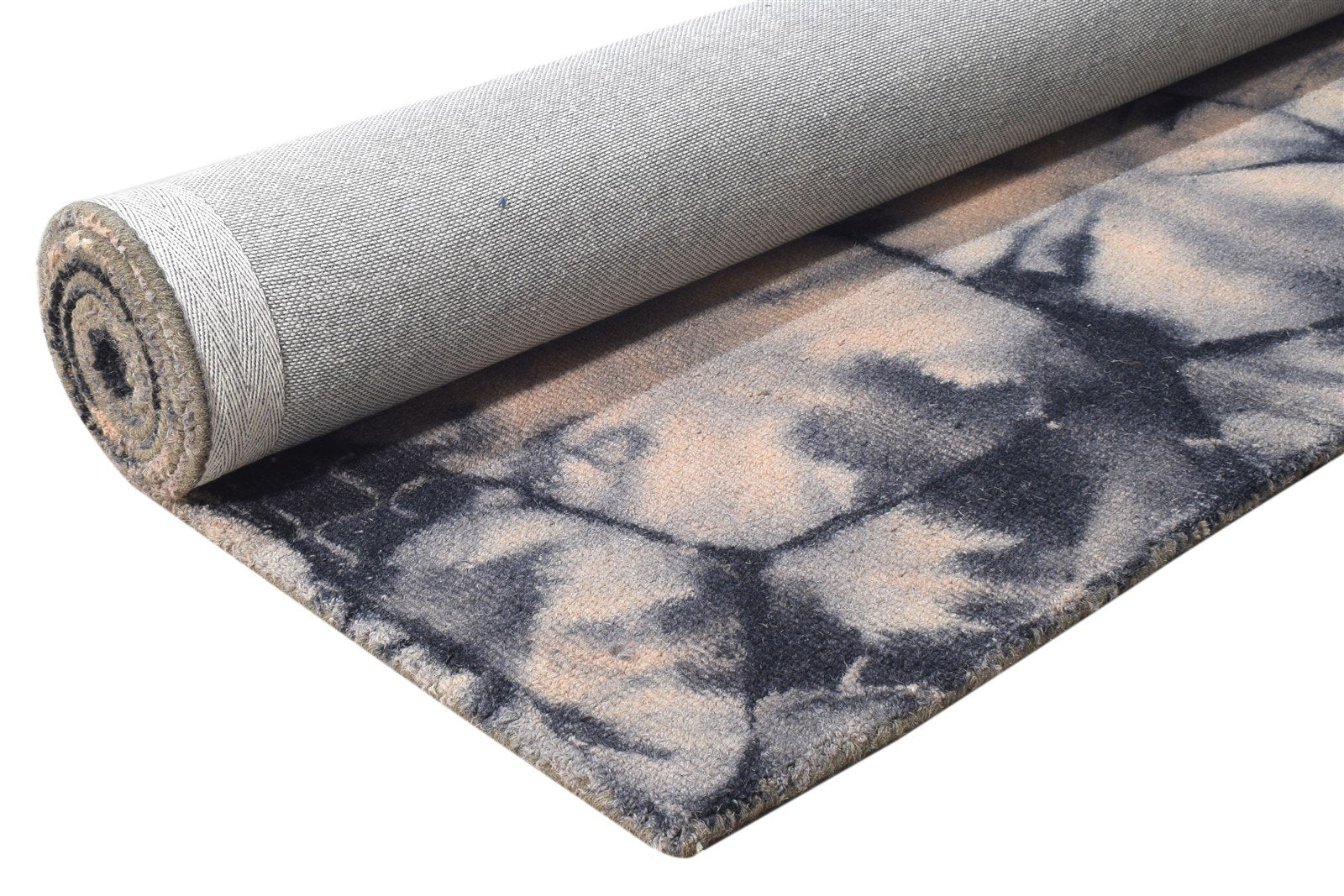 5' X 8' Rug Wool Beige Modern Hand Tufted Shibori Tie Dye Room Size Carpet 