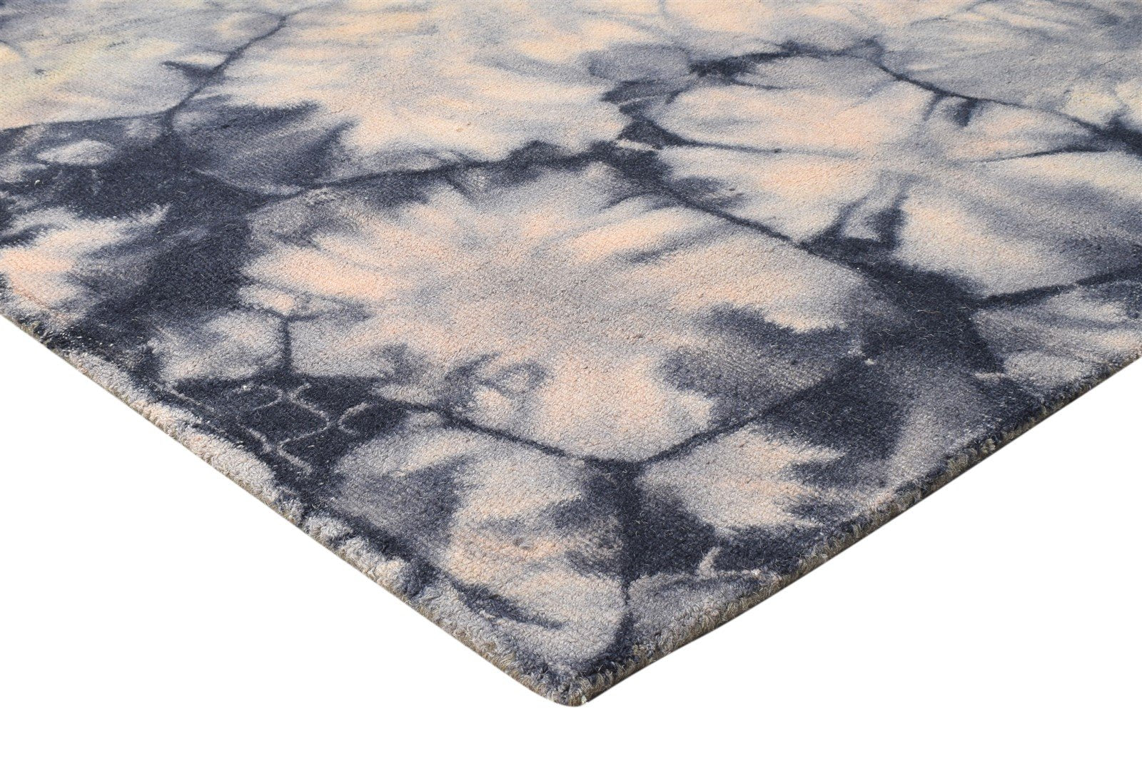 5' X 8' Rug Wool Beige Modern Hand Tufted Shibori Tie Dye Room Size Carpet 