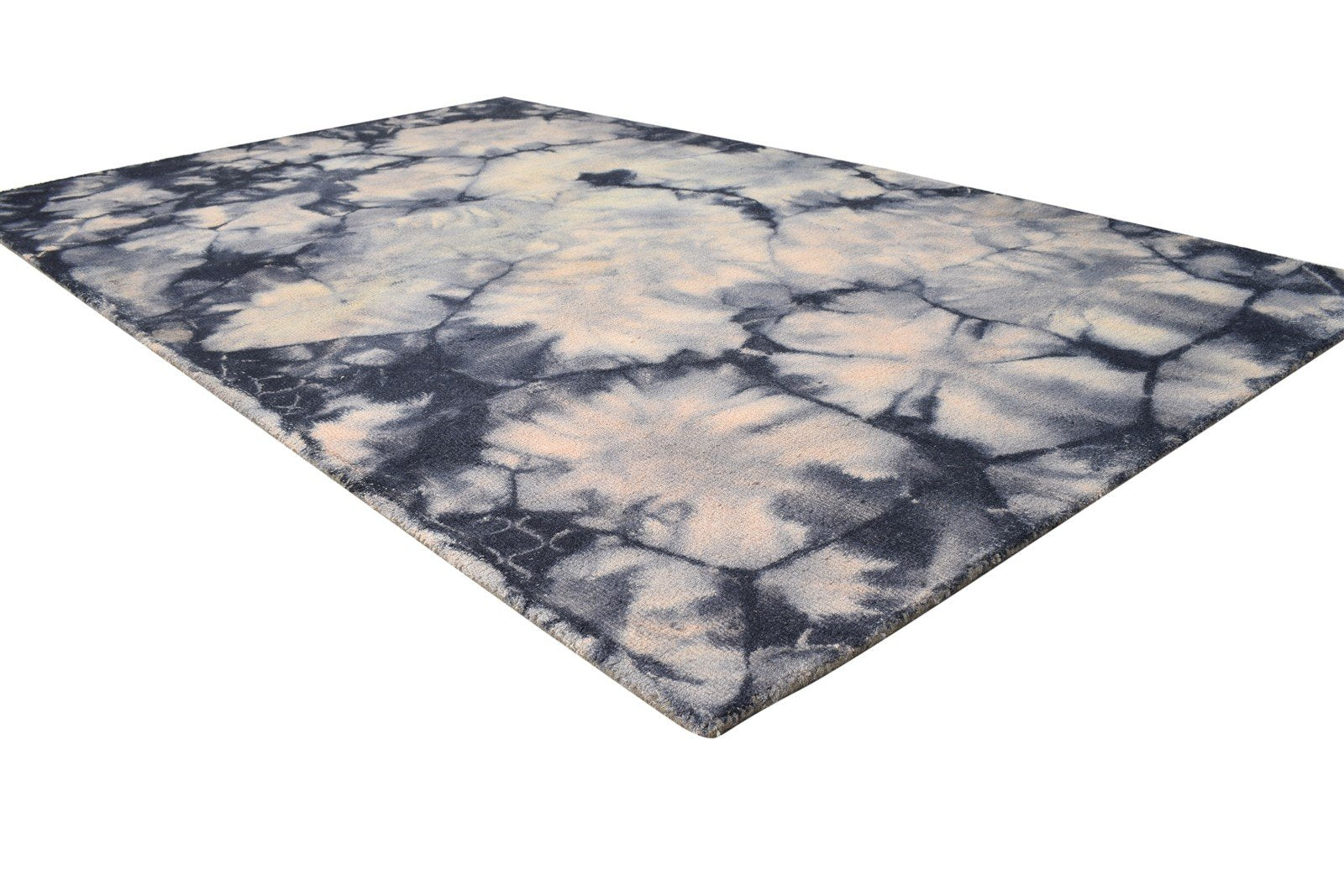 5' X 8' Rug Wool Beige Modern Hand Tufted Shibori Tie Dye Room Size Carpet 