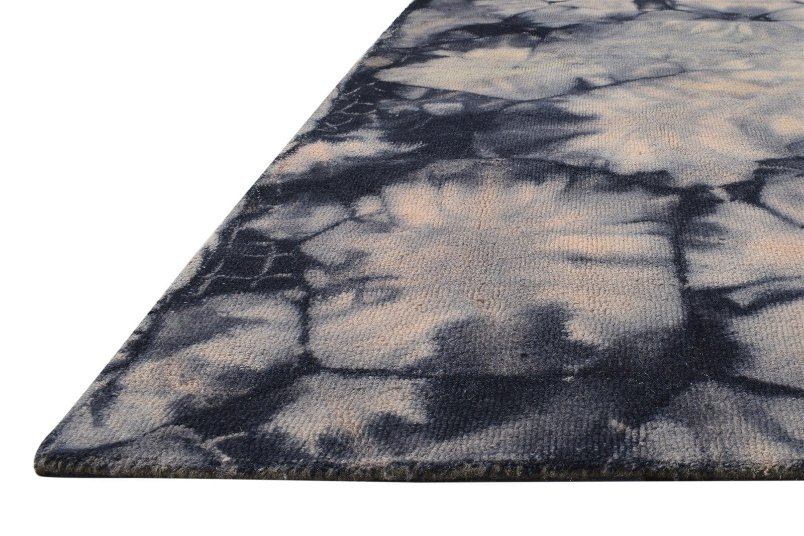 5' X 8' Rug Wool Beige Modern Hand Tufted Shibori Tie Dye Room Size Carpet 