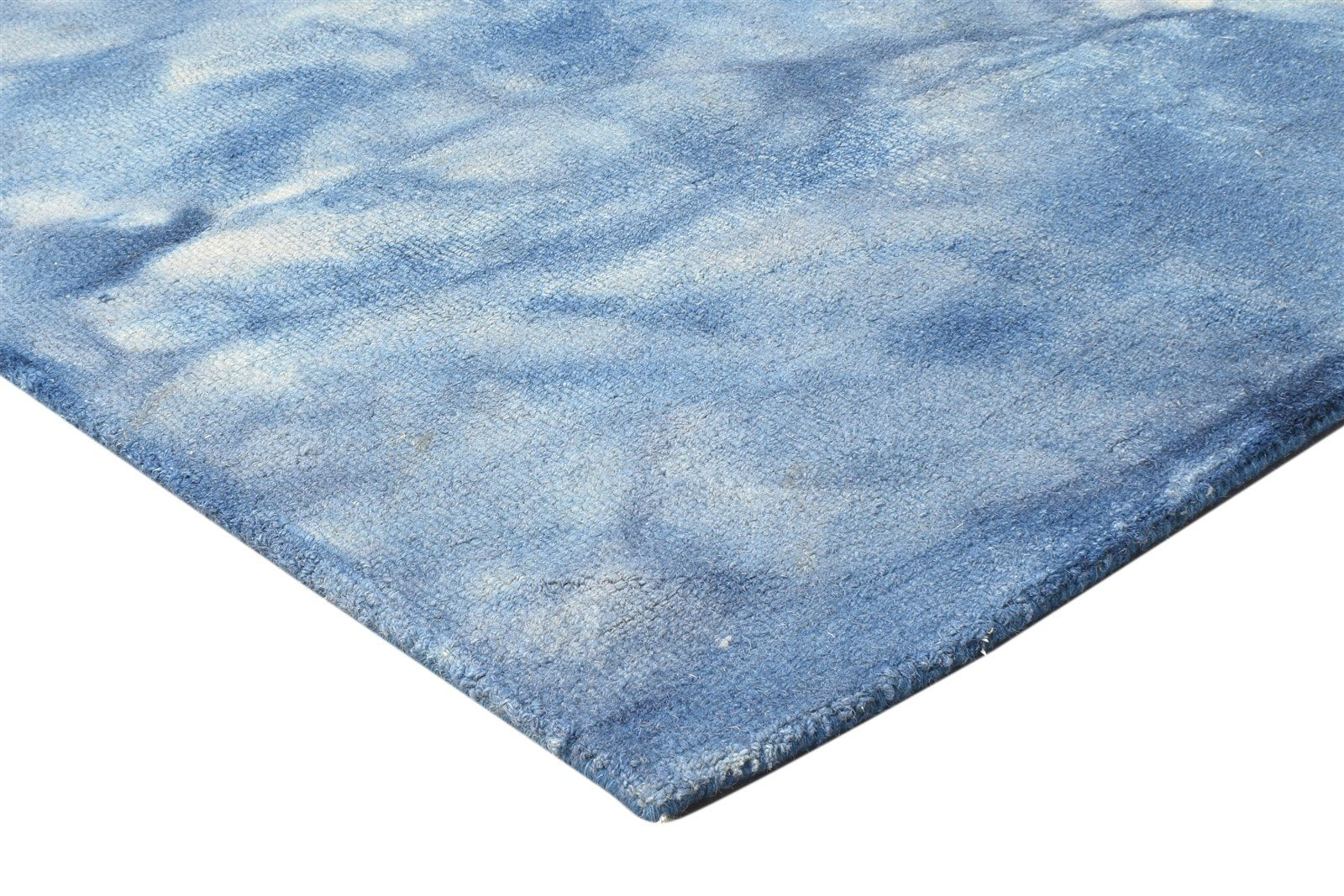 5' X 8' Rug Wool Blue Modern Hand Tufted Shibori Tie Dye Room Size Carpet 