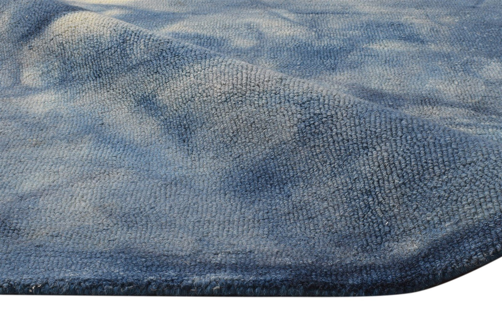 5' X 8' Rug Wool Blue Modern Hand Tufted Shibori Tie Dye Room Size Carpet 