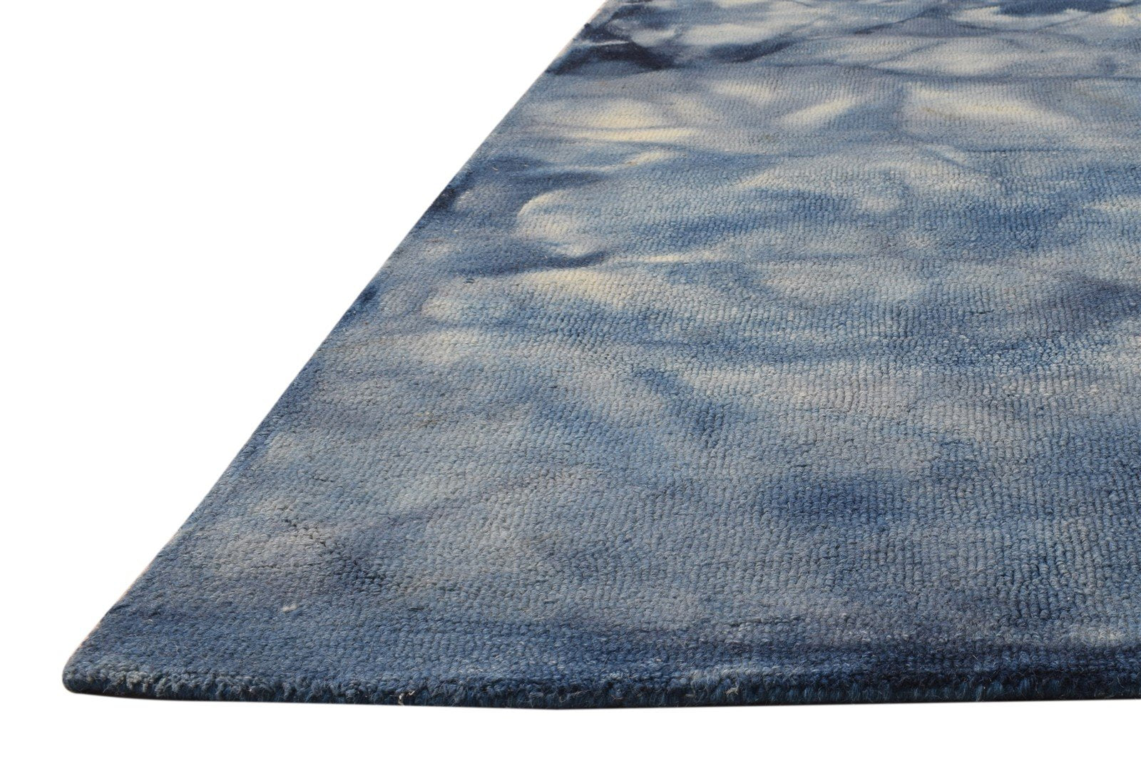 5' X 8' Rug Wool Blue Modern Hand Tufted Shibori Tie Dye Room Size Carpet 