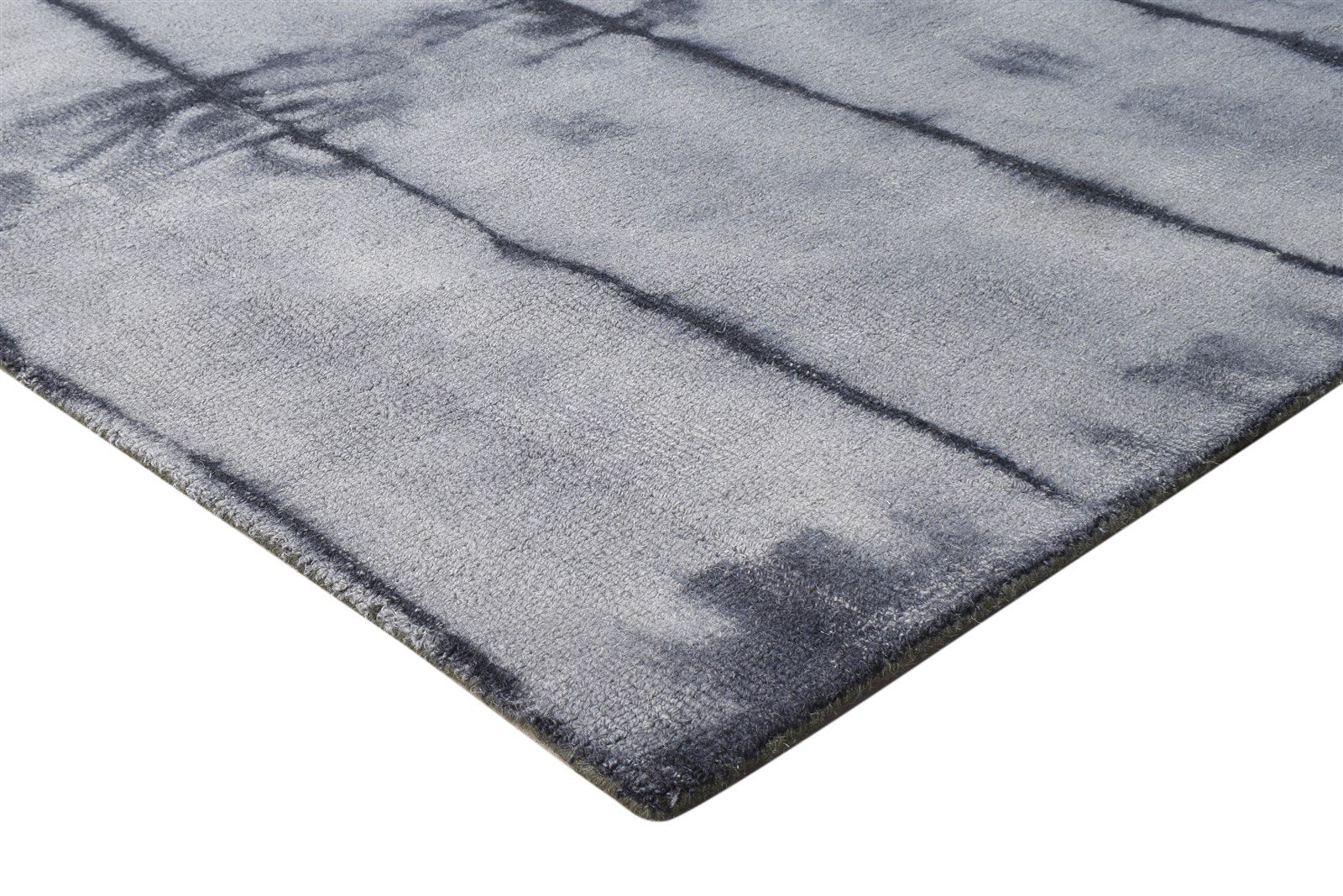 Hand Tufted Grey Wool Rug 5' X 8' Modern Shibori Tie Dye Room Size Carpet 