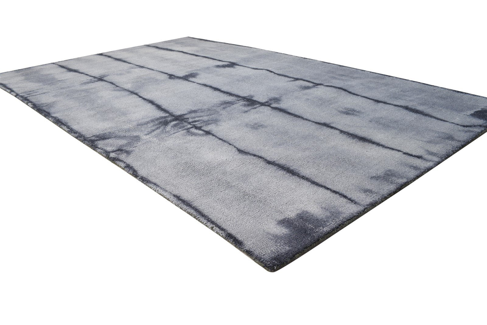 Hand Tufted Grey Wool Rug 5' X 8' Modern Shibori Tie Dye Room Size Carpet 