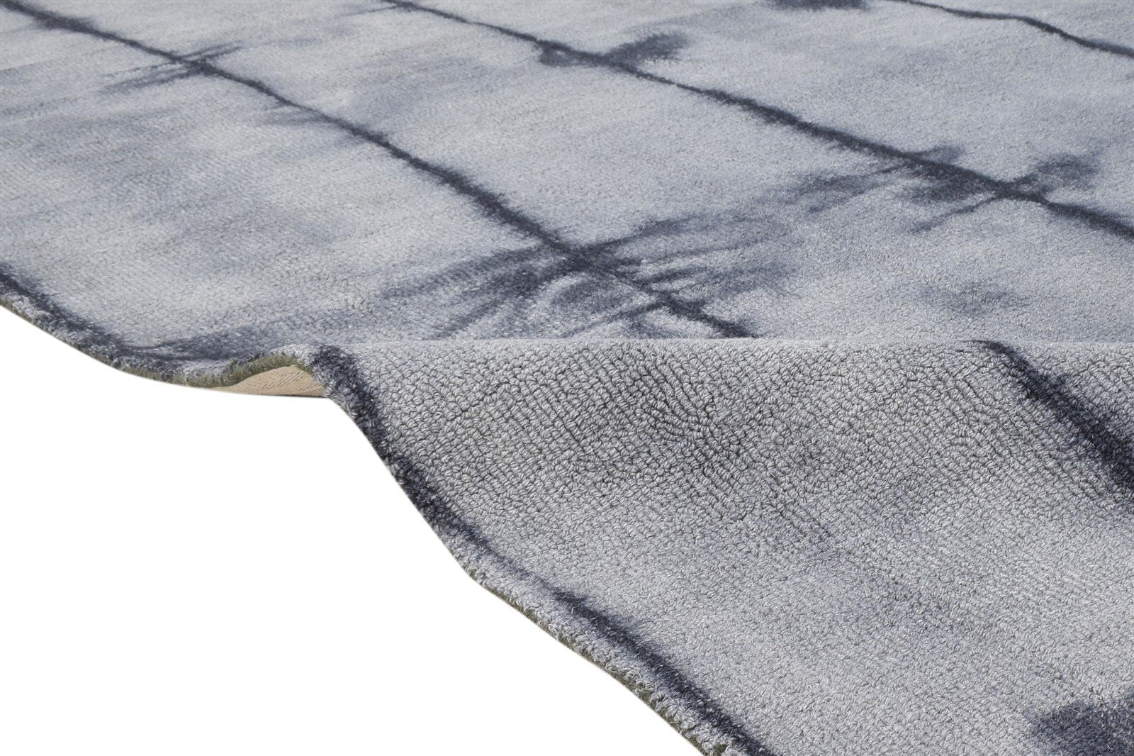 Hand Tufted Grey Wool Rug 5' X 8' Modern Shibori Tie Dye Room Size Carpet 