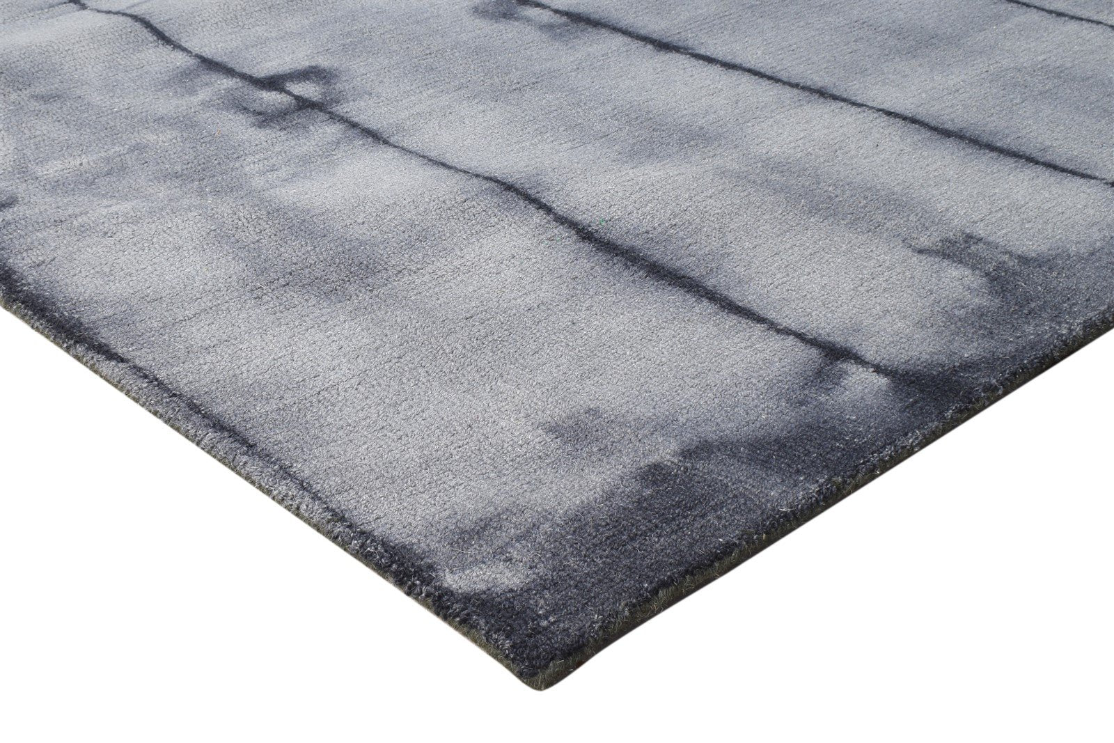 5' X 8' Rug Wool Grey Modern Hand Tufted Shibori Tie Dye Room Size Carpet 