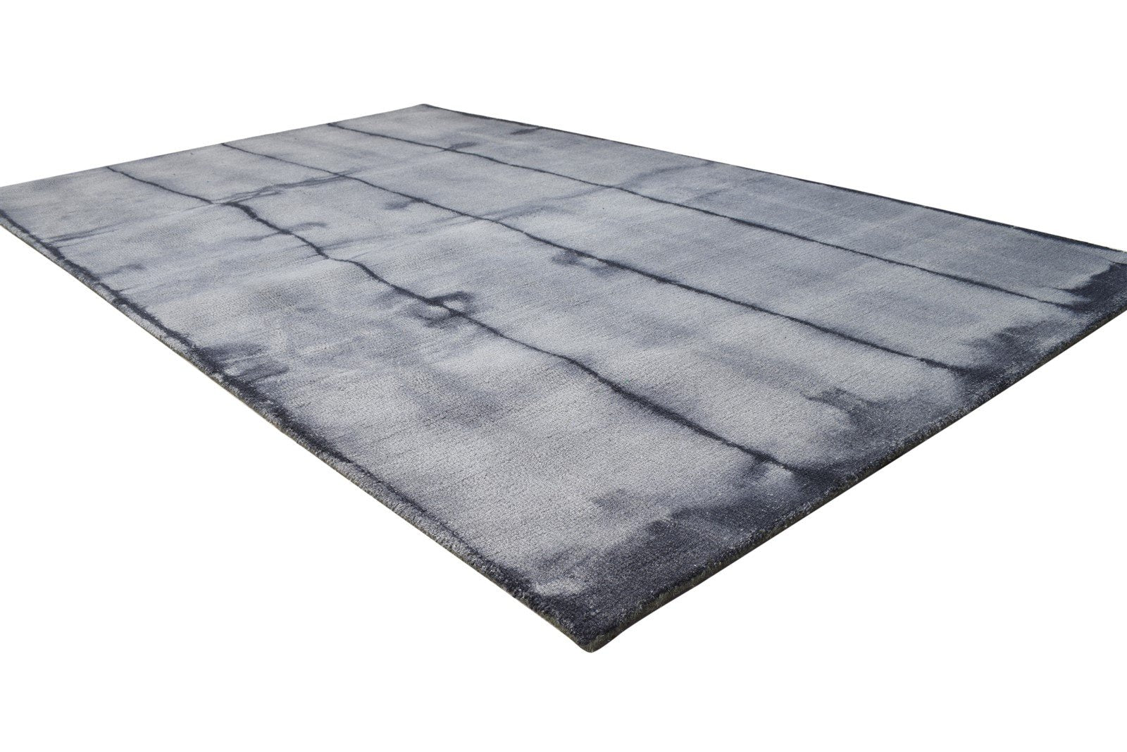 5' X 8' Rug Wool Grey Modern Hand Tufted Shibori Tie Dye Room Size Carpet 