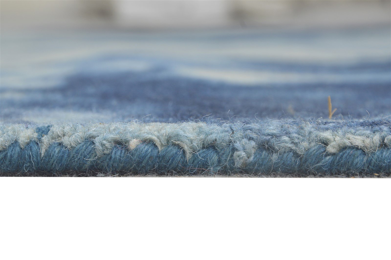 Hand Tufted Blue Wool Rug 5' X 8' Modern Shibori Tie Dye Room Size Carpet 