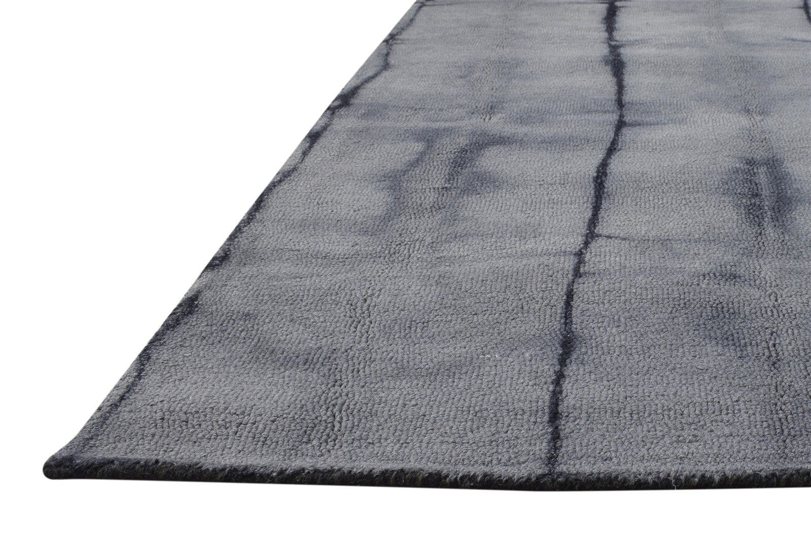 5' X 8' Rug Wool Charcoal Modern Hand Tufted Shibori Tie Dye Room Size Carpet 