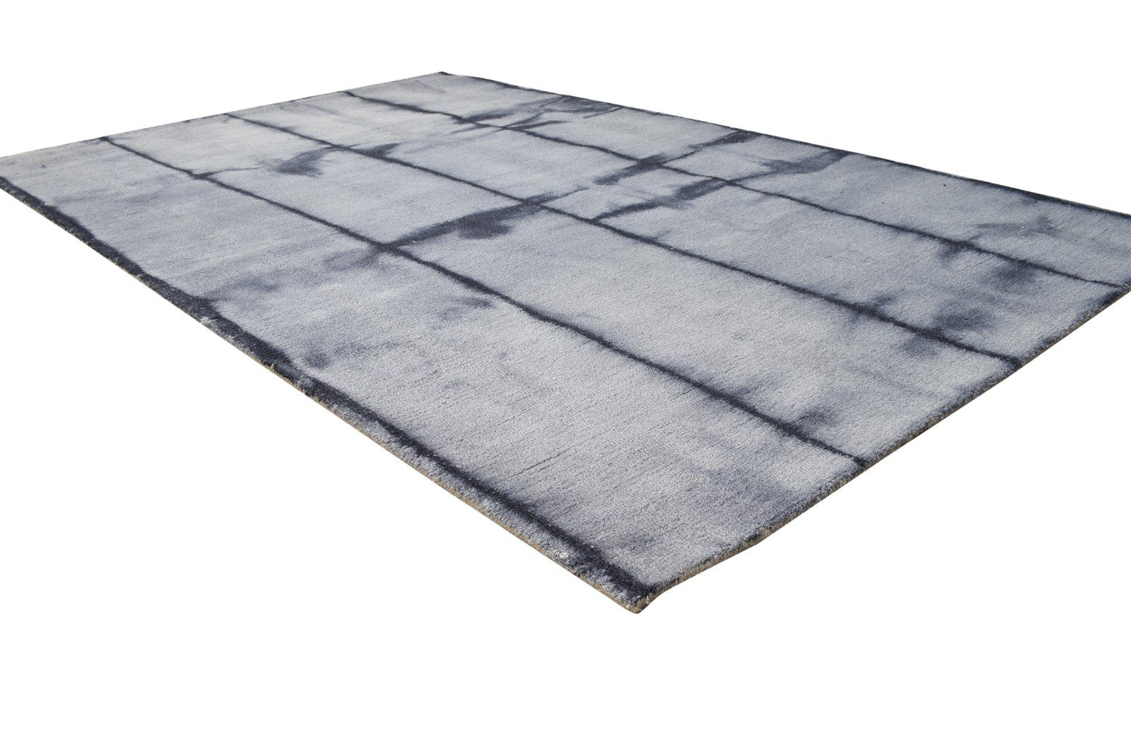 Wool Charcoal Rug 5' X 8' Modern Hand Tufted Shibori Tie Dye Room Size Carpet 