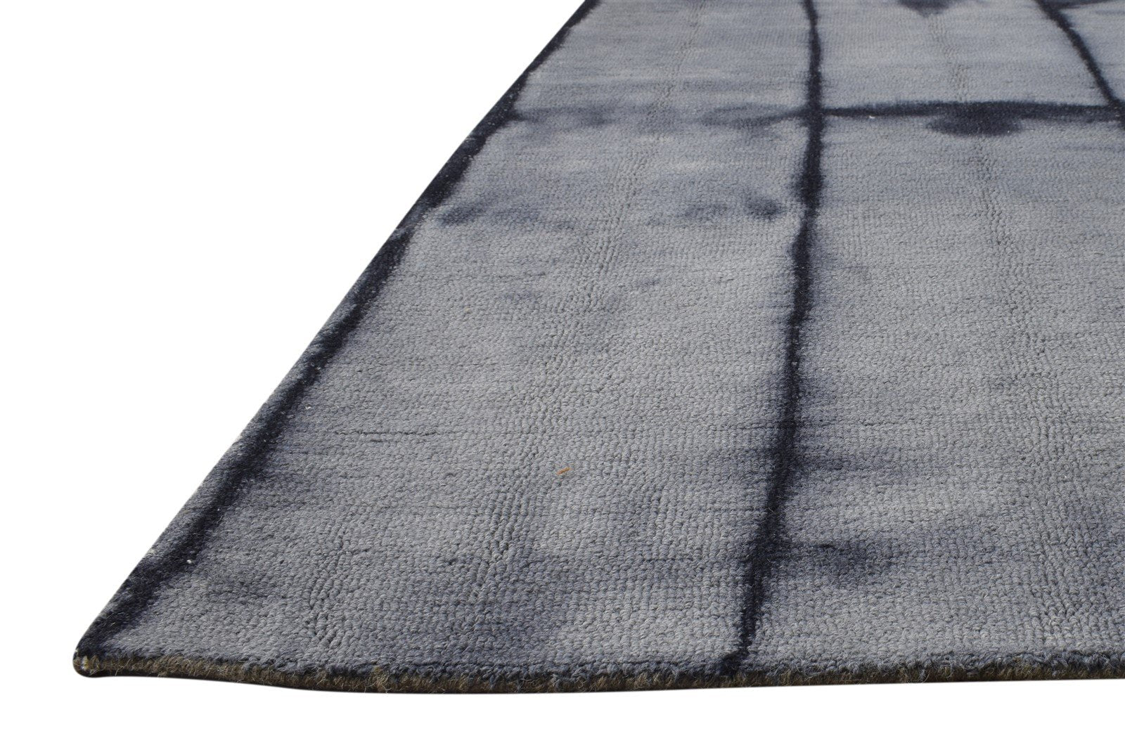 Wool Charcoal Rug 5' X 8' Modern Hand Tufted Shibori Tie Dye Room Size Carpet 