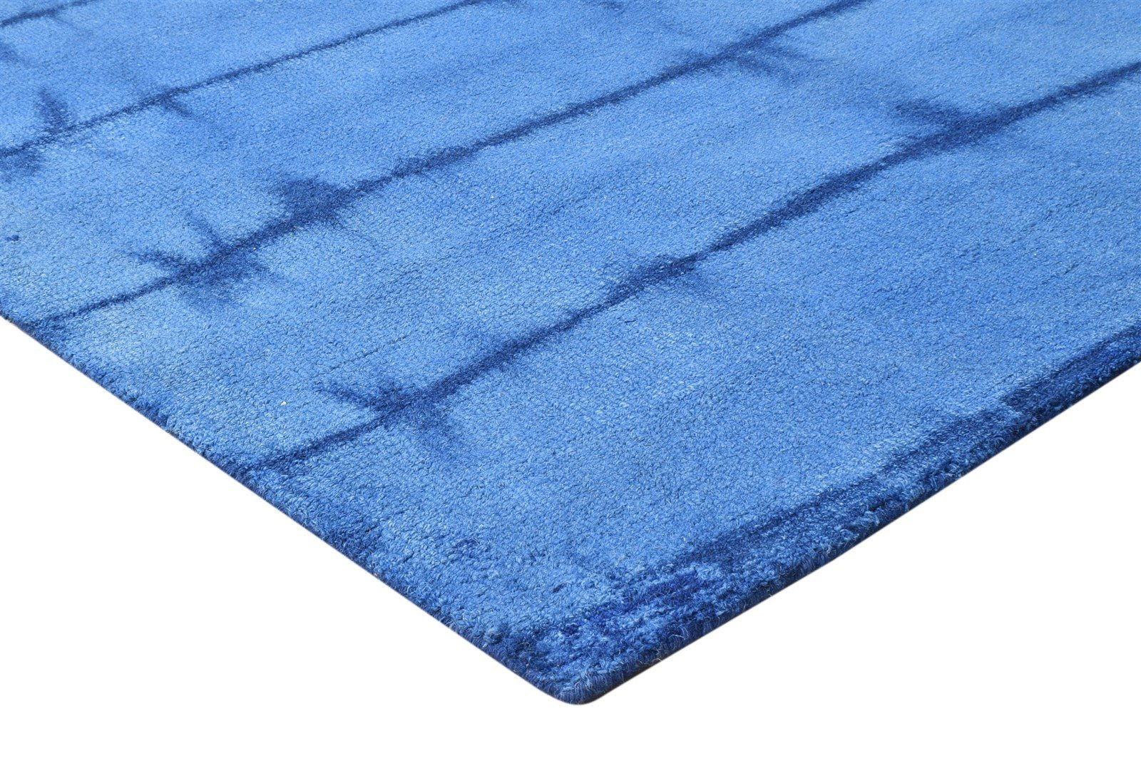 5' X 8' Rug Wool Blue Modern Hand Tufted Shibori Tie Dye Room Size Carpet 